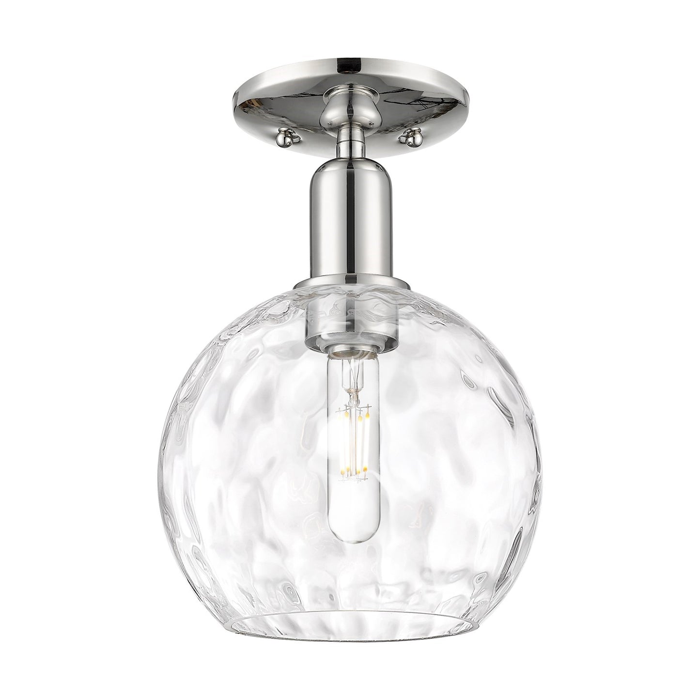 Innovations Athens Water Glass 8in 1-Light Semi-Flush Mount | Industrial Polished Nickel and Clear Glass | Kitchen & Hallway | 8 | Model 716-1C-PN-G1215-8