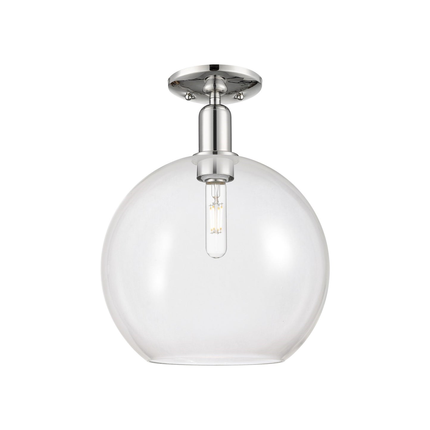 Innovations Athens 12in 1-Light Semi-Flush Mount | Industrial Polished Nickel and Clear Glass | Damp-Rated Entryway & Bathroom | Model 716-1C-PN-G122-12