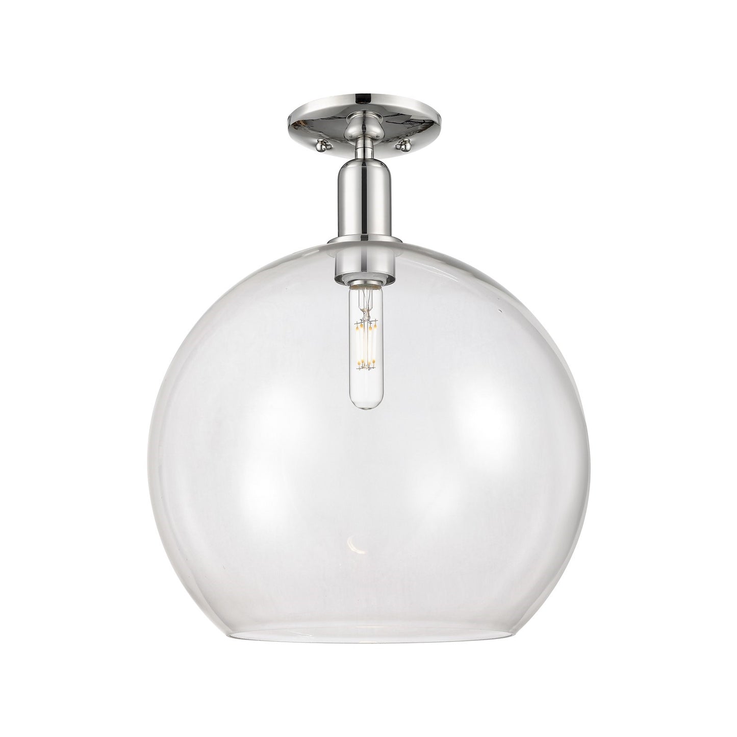 Innovations Athens 14in 1-Light Semi-Flush Mount | Industrial Polished Nickel Steel and Clear Glass | Entryway & Hallway | 13.75 | Model 716-1C-PN-G122-14