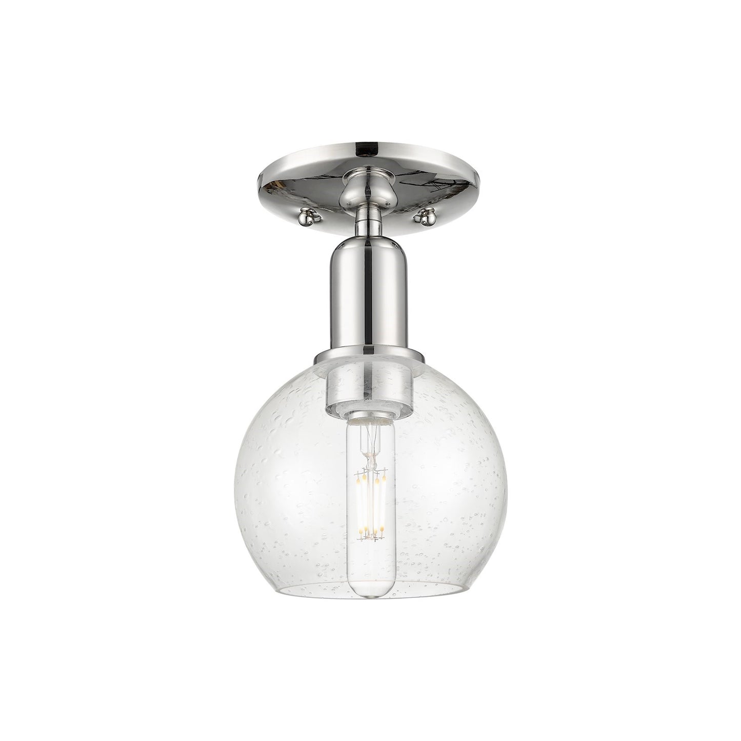 Innovations Athens 6in 1-Light Semi-Flush Mount | Industrial Polished Nickel Steel and Seedy Glass | Entryway & Hallway | 5.88 x | Model 716-1C-PN-G124-6