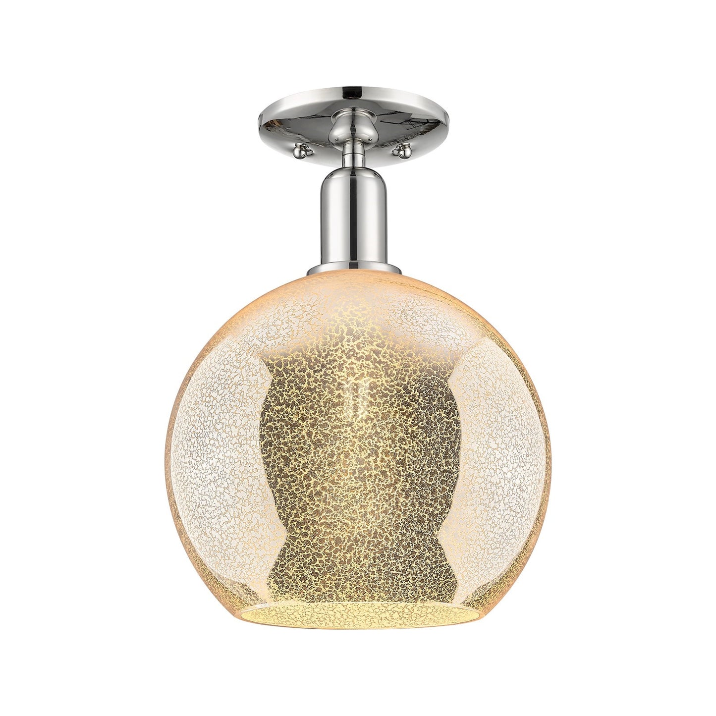 Innovations Athens 10in 1-Light Semi-Flush Mount | Industrial Modern Polished Nickel and Mercury Glass | Entryway & Hallway | 10 | Model 716-1C-PN-G128-10