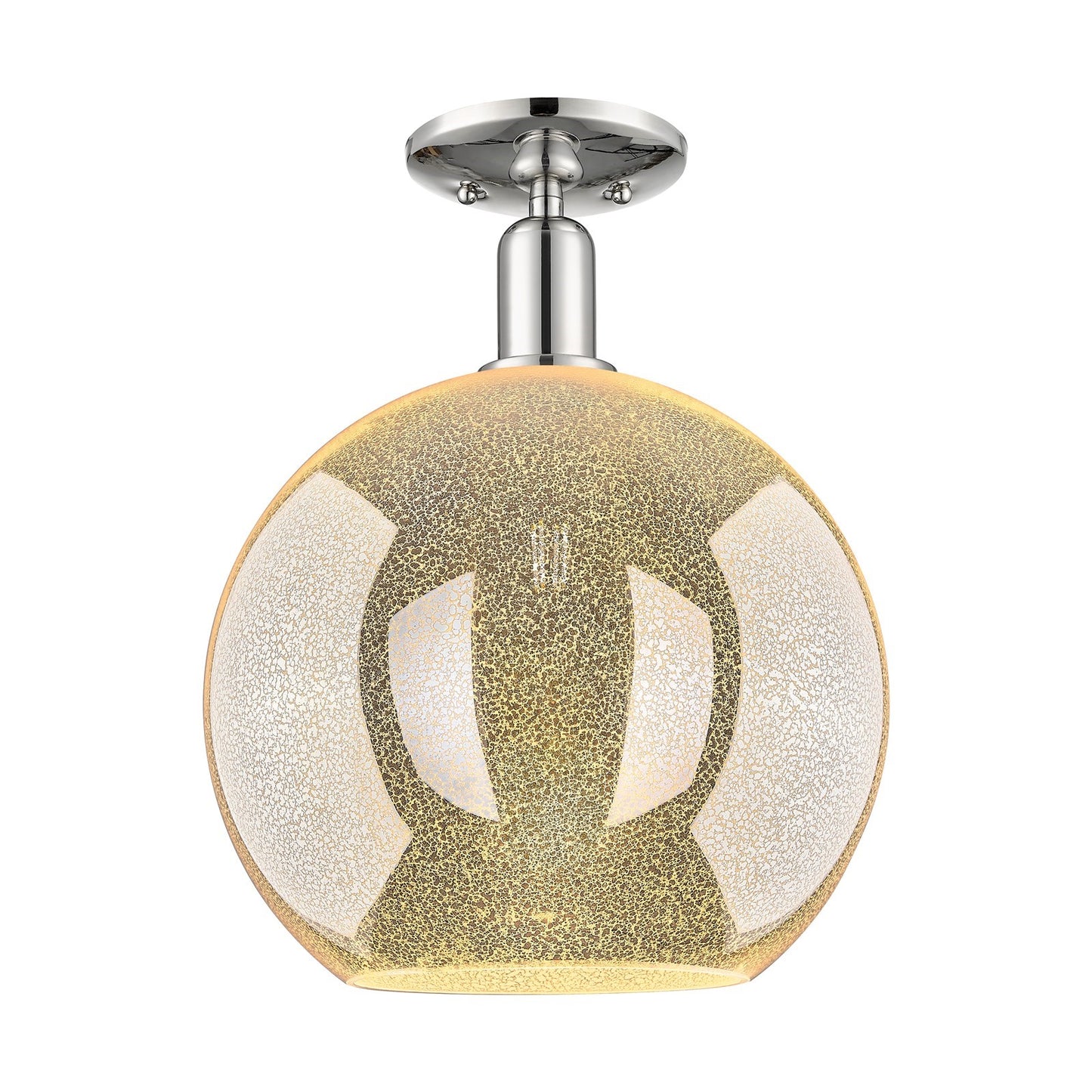 Innovations Athens 12in 1-Light Semi-Flush Mount | Industrial Polished Nickel Steel and Mercury Glass | Entryway & Hallway | Model 716-1C-PN-G128-12