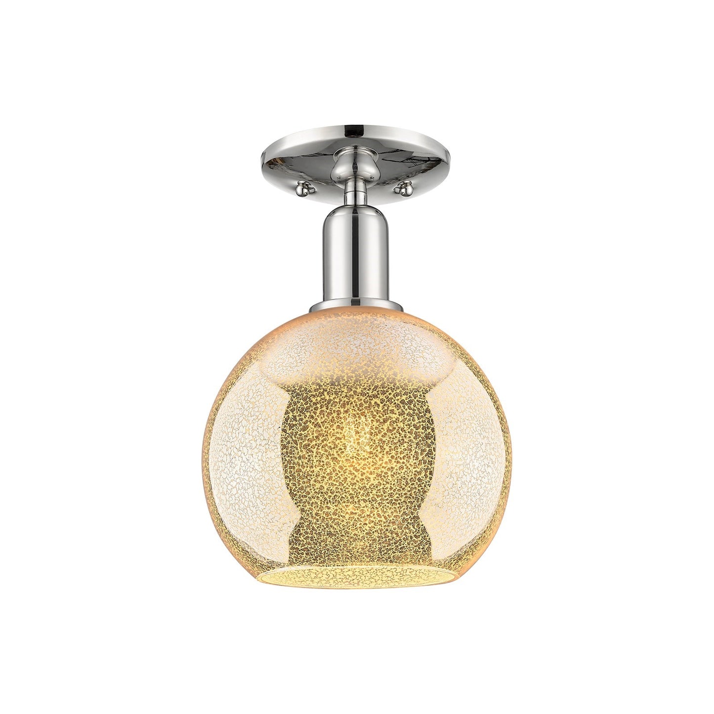 Innovations Lighting Athens 8in 1-Light Semi-Flush Mount | Industrial Polished Nickel Steel and Mercury Glass | Damp-Rated | Model 716-1C-PN-G128-8