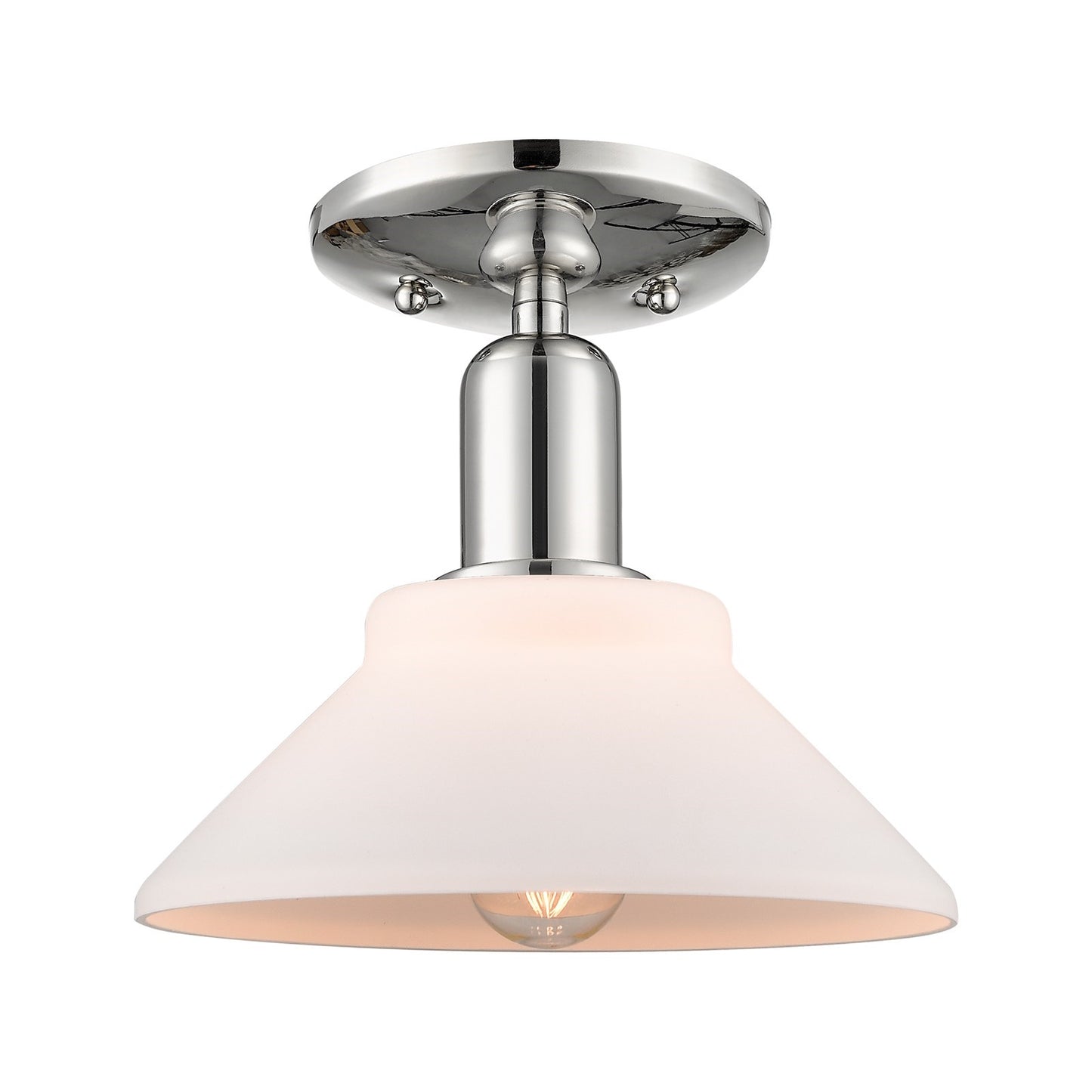 Innovations Orwell 8.38in 1-Light Semi-Flush Mount | Industrial Polished Nickel and Matte White Glass | Entryway & Hallway | 8.38 x | Model 716-1C-PN-G131