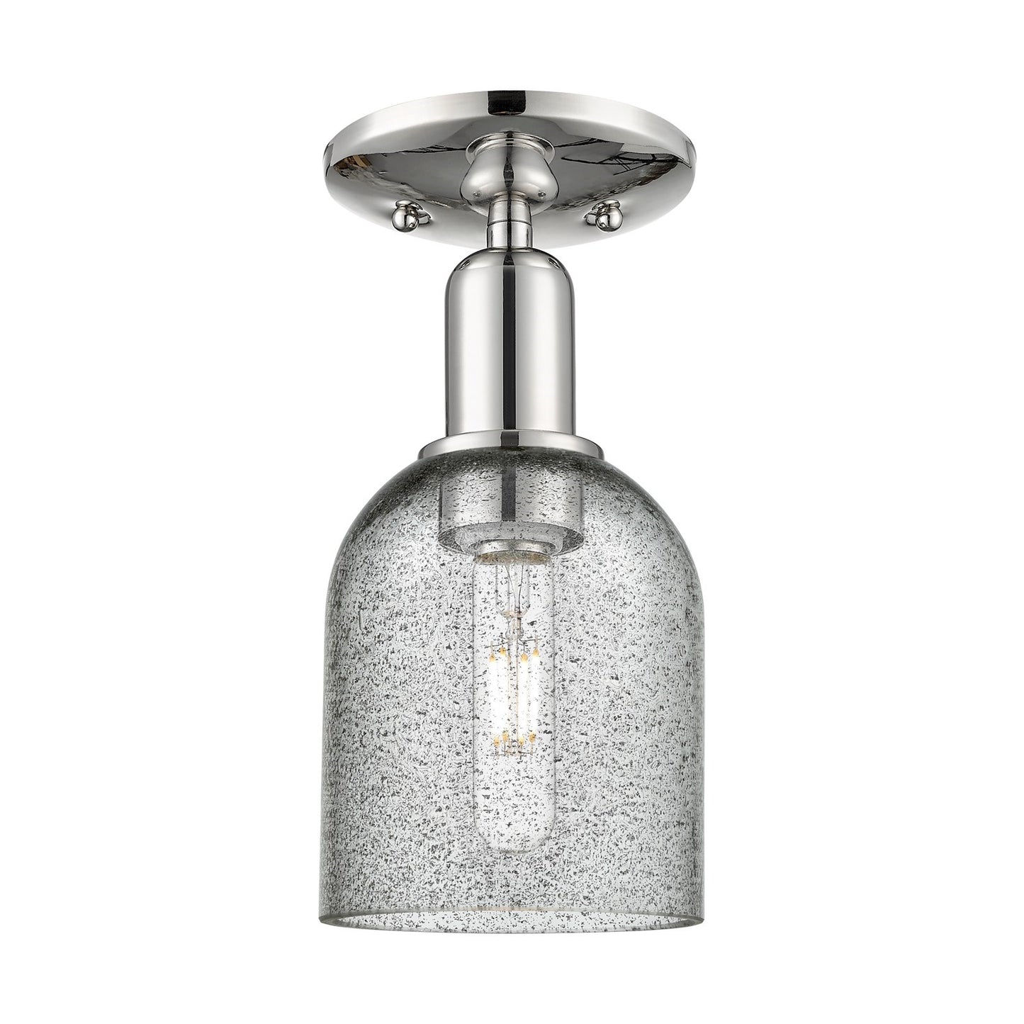 Innovations Caledonia 5in 1-Light Semi-Flush Mount | Industrial Polished Nickel and Charcoal Glass | Kitchen & Hallway | 5 x 5 x | Model 716-1C-PN-G257