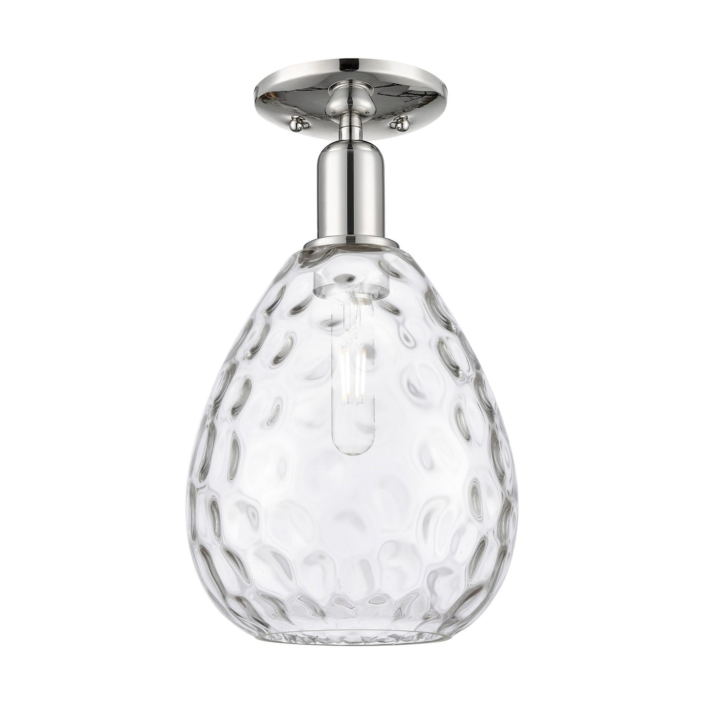 Innovations Waverly 8in 1-Light Semi-Flush Mount | Industrial Polished Nickel Steel and Clear Glass Globe | Entryway & Hallway | 8 | Model 716-1C-PN-G372