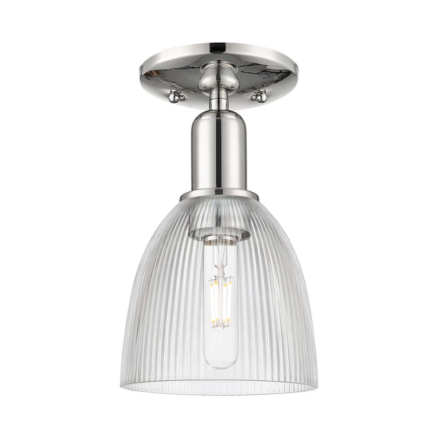Innovations Castile 6in 1-Light Semi-Flush Mount | Industrial Polished Nickel Steel and Clear Glass Dome | Damp Location Entryway & | Model 716-1C-PN-G382