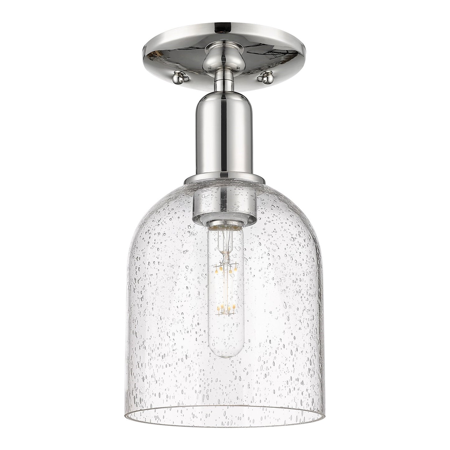 Innovations Bella 6in 1-Light Semi-Flush Mount | Industrial Polished Nickel and Seedy Glass | Entryway & Hallway | 5.5 x 11 in | Model 716-1C-PN-G558-6SDY
