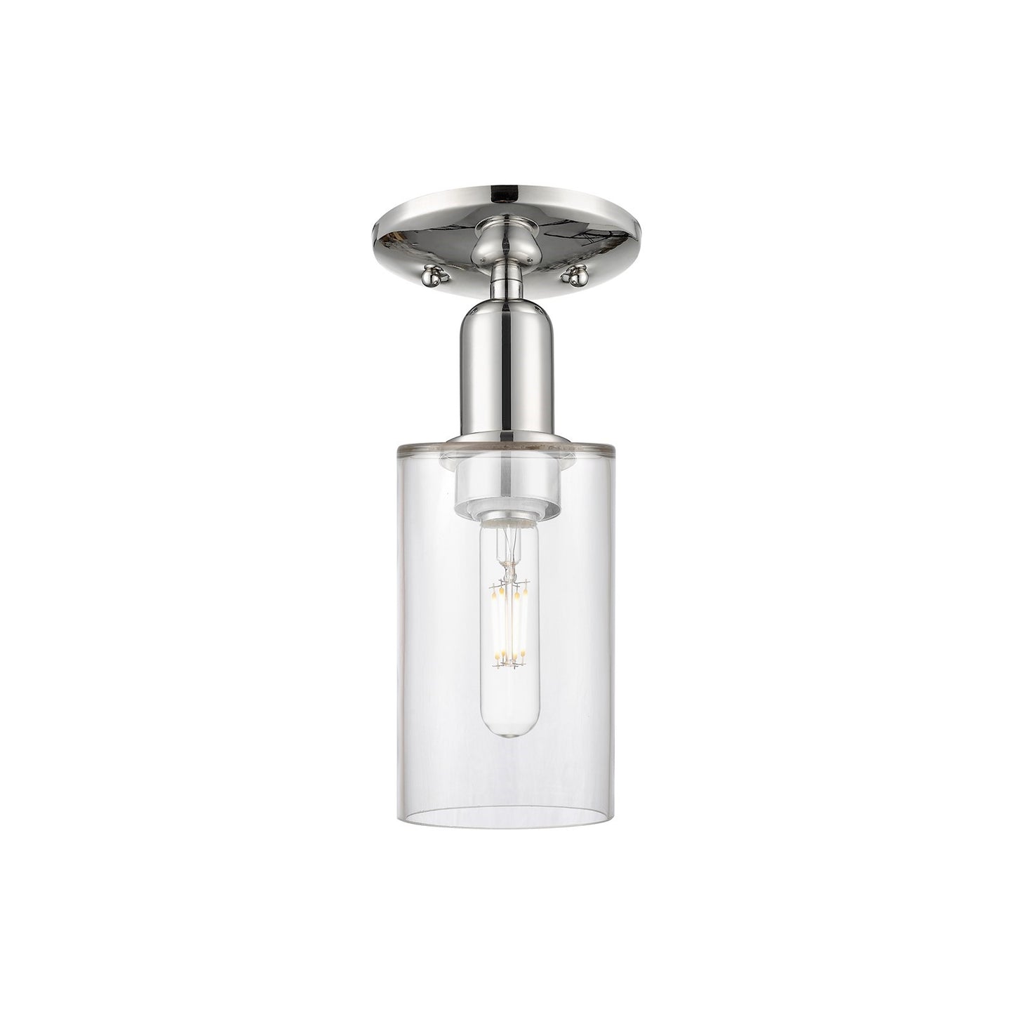Innovations Clymer 4in 1-Light Semi-Flush Mount | Industrial Polished Nickel Steel and Clear Glass | Entryway & Hallway | 3.88 x | Model 716-1C-PN-G802