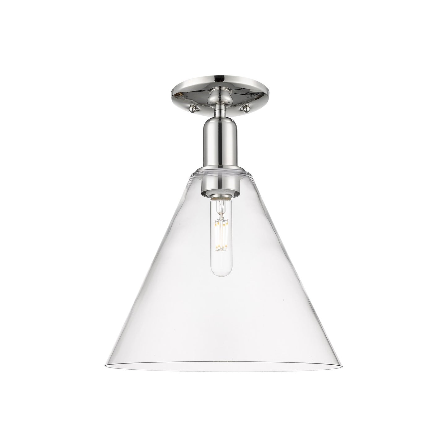 Innovations Berkshire Glass 12in 1-Light Semi-Flush Mount | Industrial Polished Nickel and Clear Glass | Entryway & Hallway | 12 | Model 716-1C-PN-GBC-122