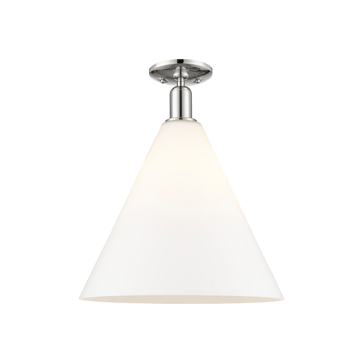 Innovations Berkshire Glass 16in 1-Light Semi-Flush Mount | Industrial Polished Nickel and Matte White Glass | Damp-Rated | Model 716-1C-PN-GBC-161