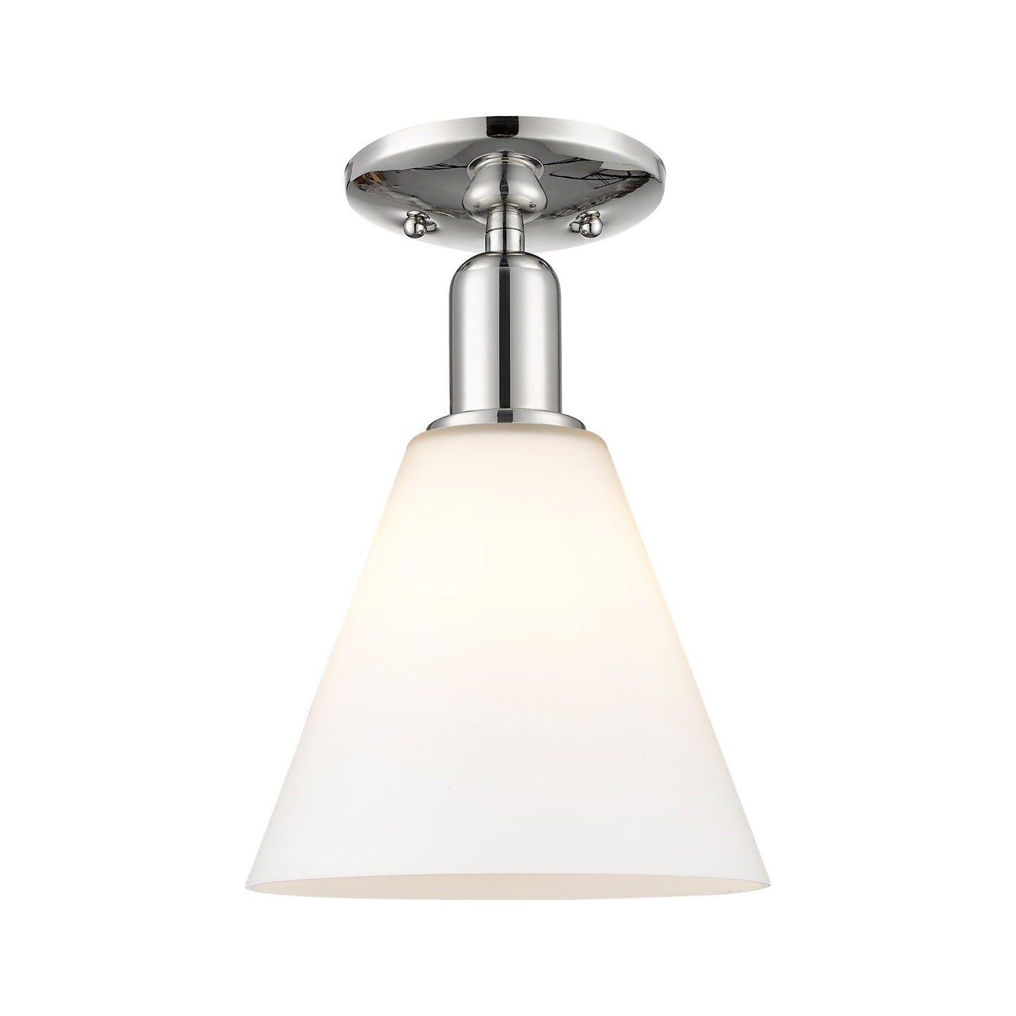 Innovations Berkshire Glass 8in 1-Light Semi-Flush Mount | Industrial Polished Nickel and Matte White Glass | Entryway & Hallway | Model 716-1C-PN-GBC-81