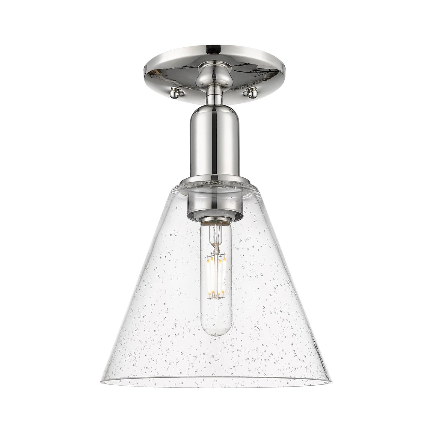 Innovations Berkshire Glass 8in 1-Light Semi-Flush Mount | Industrial Polished Nickel and Seedy Glass | Entryway & Hallway | 8 x | Model 716-1C-PN-GBC-84