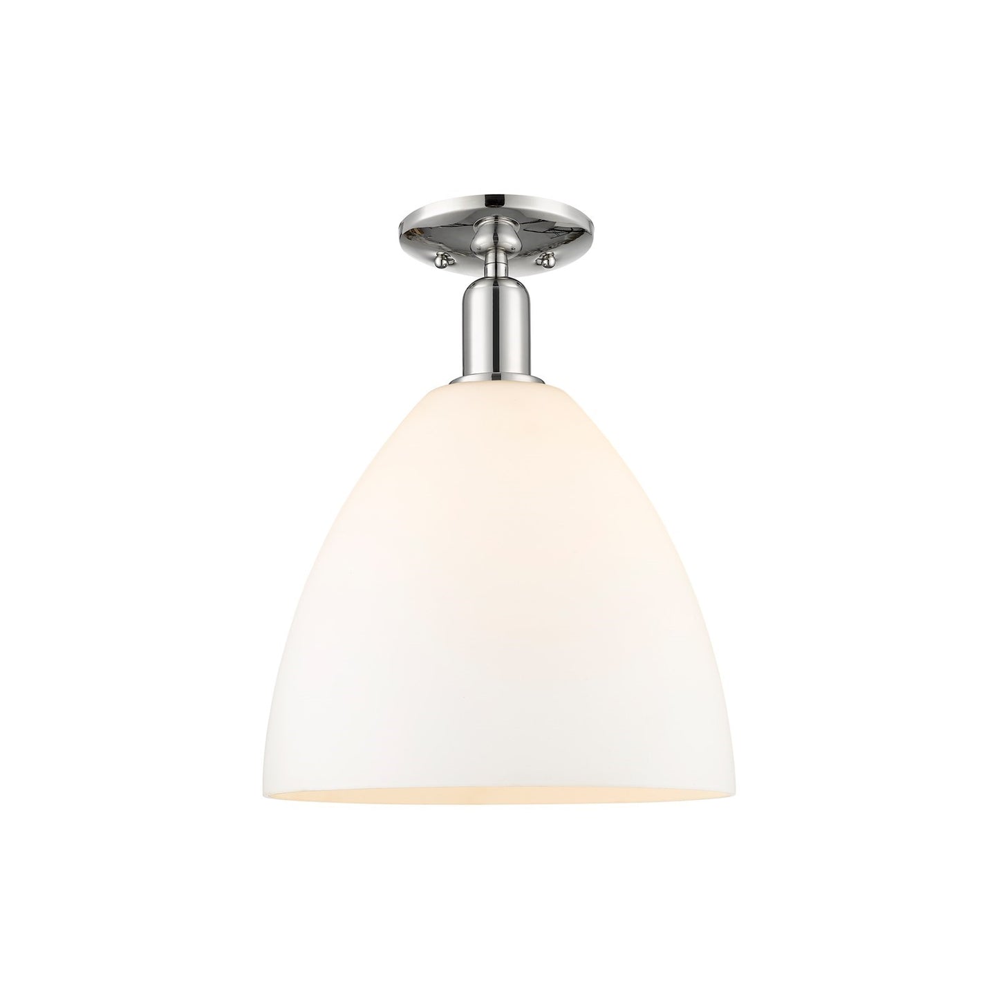 Innovations Bristol 12in 1-Light Semi-Flush Mount | Industrial Polished Nickel and Matte White Glass | Entryway & Hallway | 12 x | Model 716-1C-PN-GBD-121