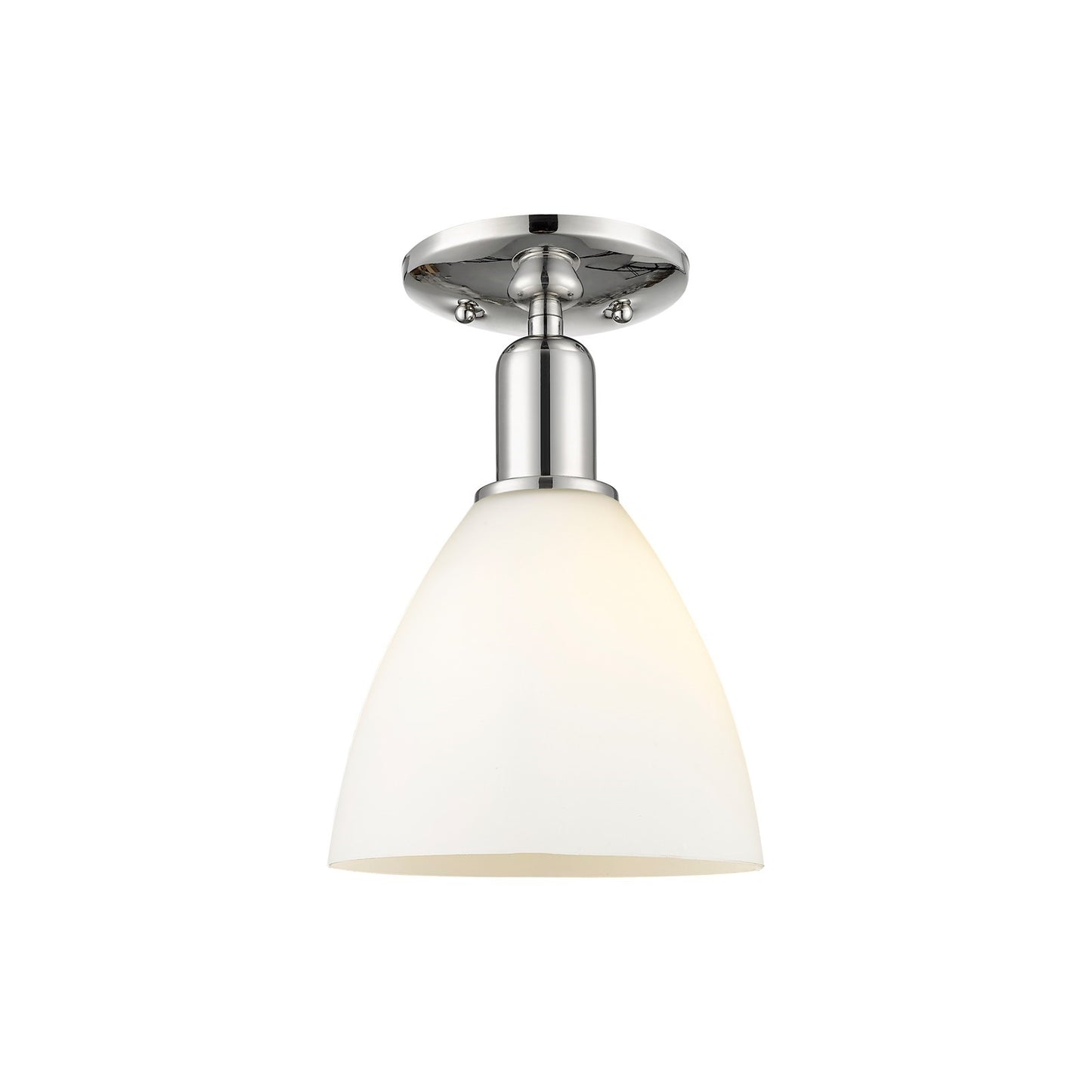 Innovations Bristol 8in 1-Light Semi-Flush Mount | Industrial Polished Nickel Steel and Matte White Glass | Kitchen & Hallway | Model 716-1C-PN-GBD-751