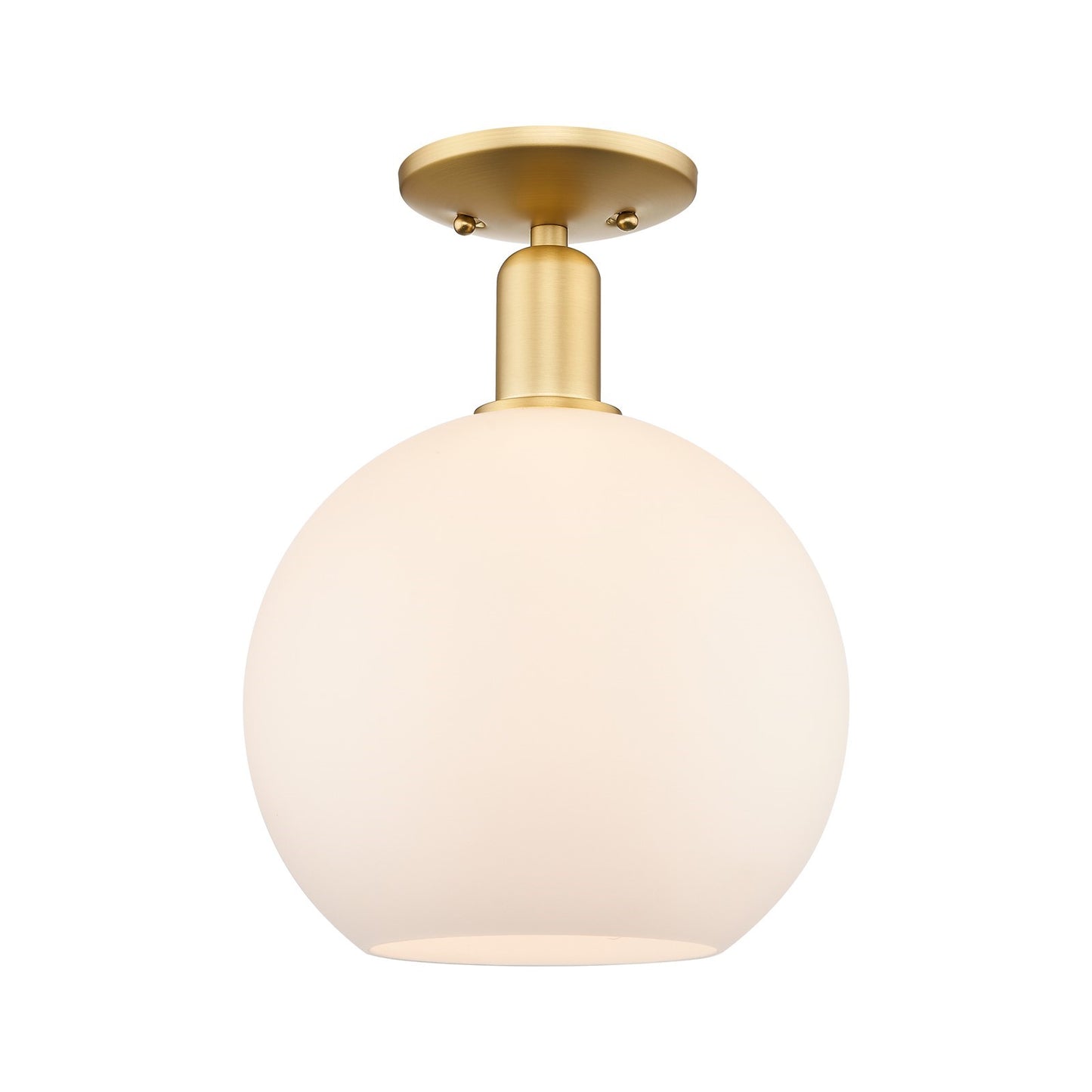 Innovations Athens 10in 1-Light Semi-Flush Mount | Industrial Satin Gold Steel and Matte White Glass | Entryway & Hallway | 10 x | Model 716-1C-SG-G121-10