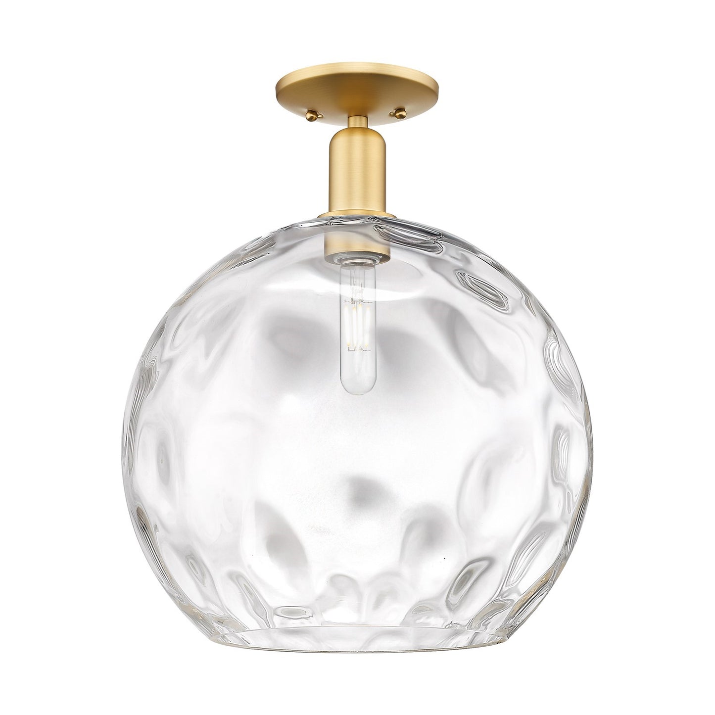 Innovations Athens Water Glass 13in 1-Light Semi-Flush Mount | Industrial Satin Gold Steel and Clear Glass | Entryway & Hallway | Model 716-1C-SG-G1215-14
