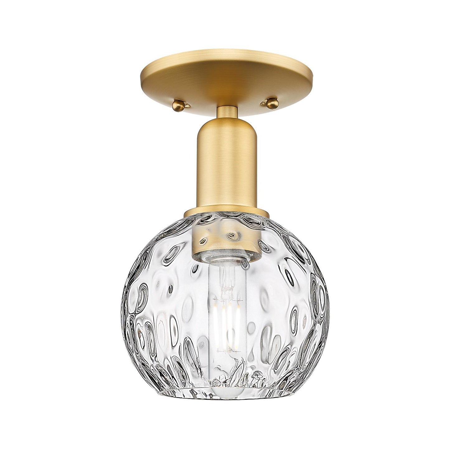 Innovations Athens 6in 1-Light Semi-Flush Mount | Industrial Satin Gold Steel and Clear Water Glass | Kitchen & Hallway | 6 x | Model 716-1C-SG-G1215-6