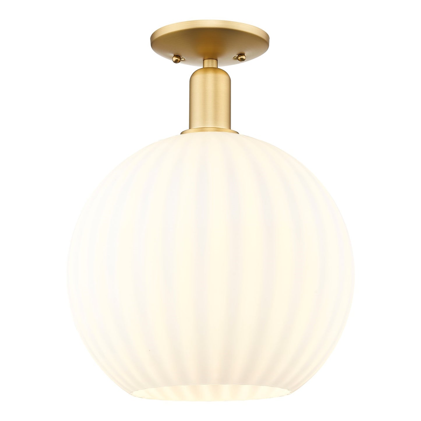 Innovations Lighting Arcadia 12in 1-Light Semi-Flush Mount | Industrial Satin Gold and White Venetian Glass | Entryway & | Model 716-1C-SG-G1217-12WV