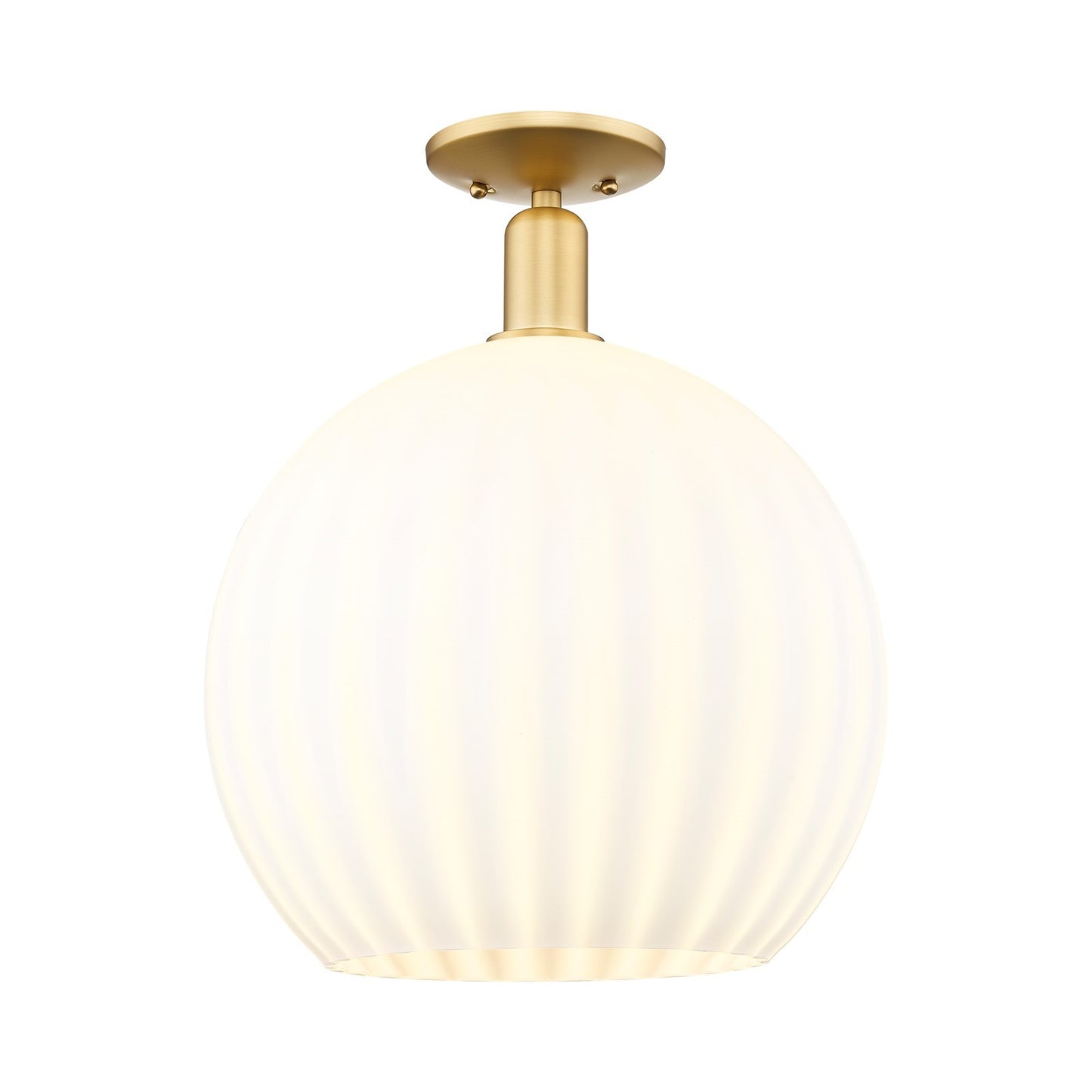 Innovations Arcadia 14in 1-Light Semi-Flush Mount | Industrial Satin Gold Steel and White Venetian Glass | Entryway & Hallway | Model 716-1C-SG-G1217-14WV