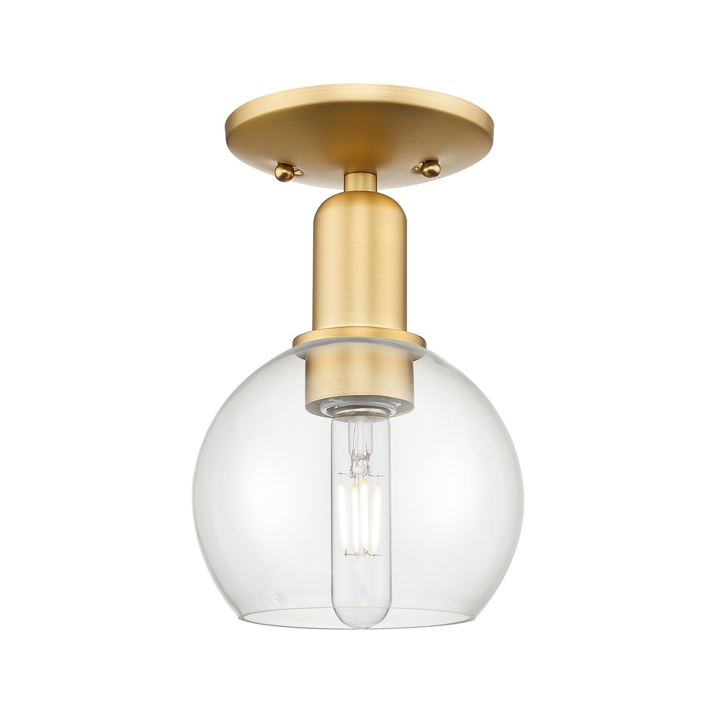 Innovations Athens 6in 1-Light Semi-Flush Mount | Industrial Satin Gold Steel and Clear Glass | Entryway & Hallway | 5.88 x 9.38 | Model 716-1C-SG-G122-6