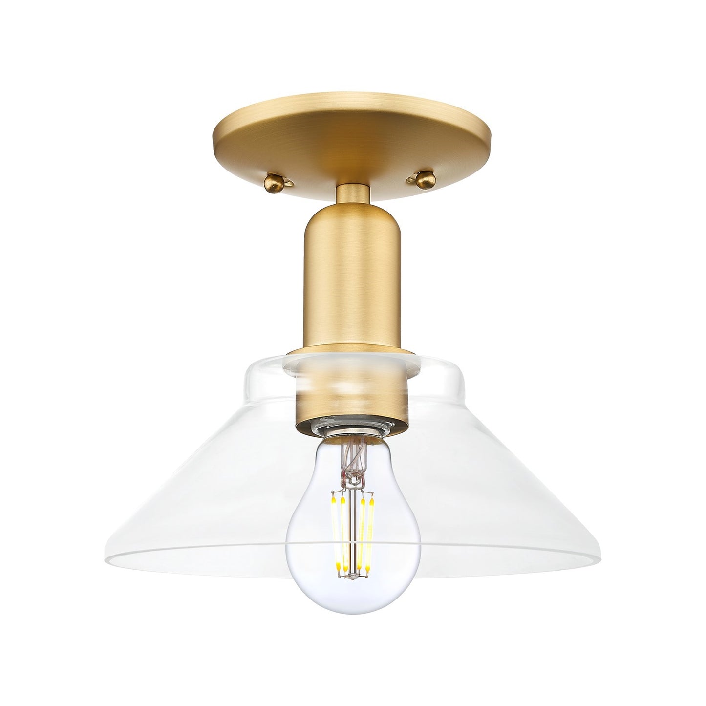Innovations Orwell 8in 1-Light Semi-Flush Mount | Industrial Satin Gold Steel and Clear Glass | Hallway & Entryway | 8.38 x 8.5 in | Model 716-1C-SG-G132