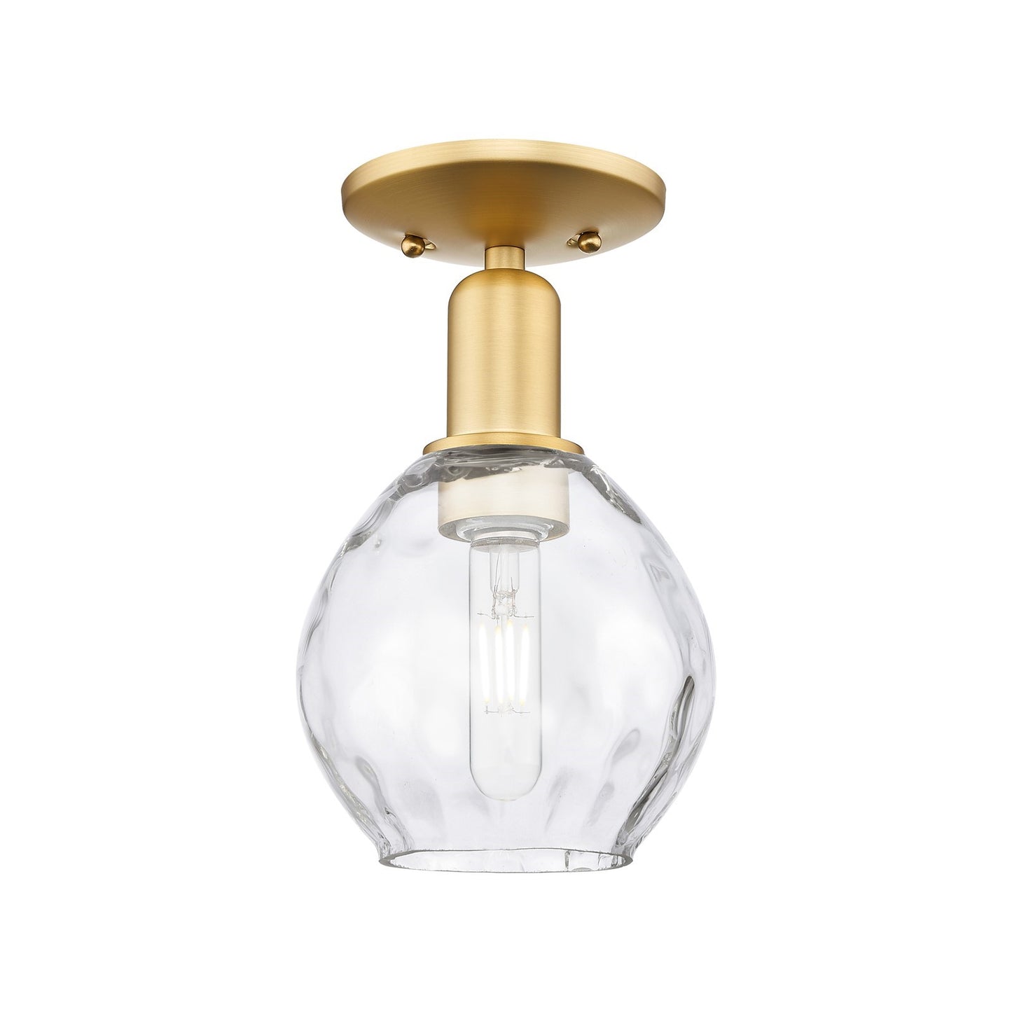 Innovations Waverly 6in 1-Light Semi-Flush Mount | Industrial Satin Gold Steel and Clear Water Glass | Entryway & Hallway | 6 x 6 x | Model 716-1C-SG-G362