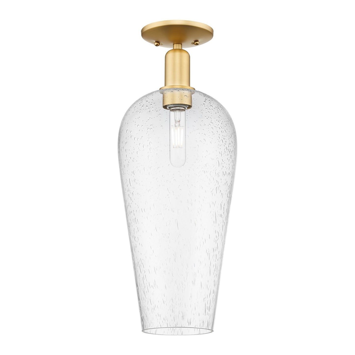 Innovations Chelsea 8in 1-Light Semi-Flush Mount | Industrial Satin Gold Steel and Seedy Glass | Entryway & Hallway | 8 x 8 x | Model 716-1C-SG-G456-8SDY