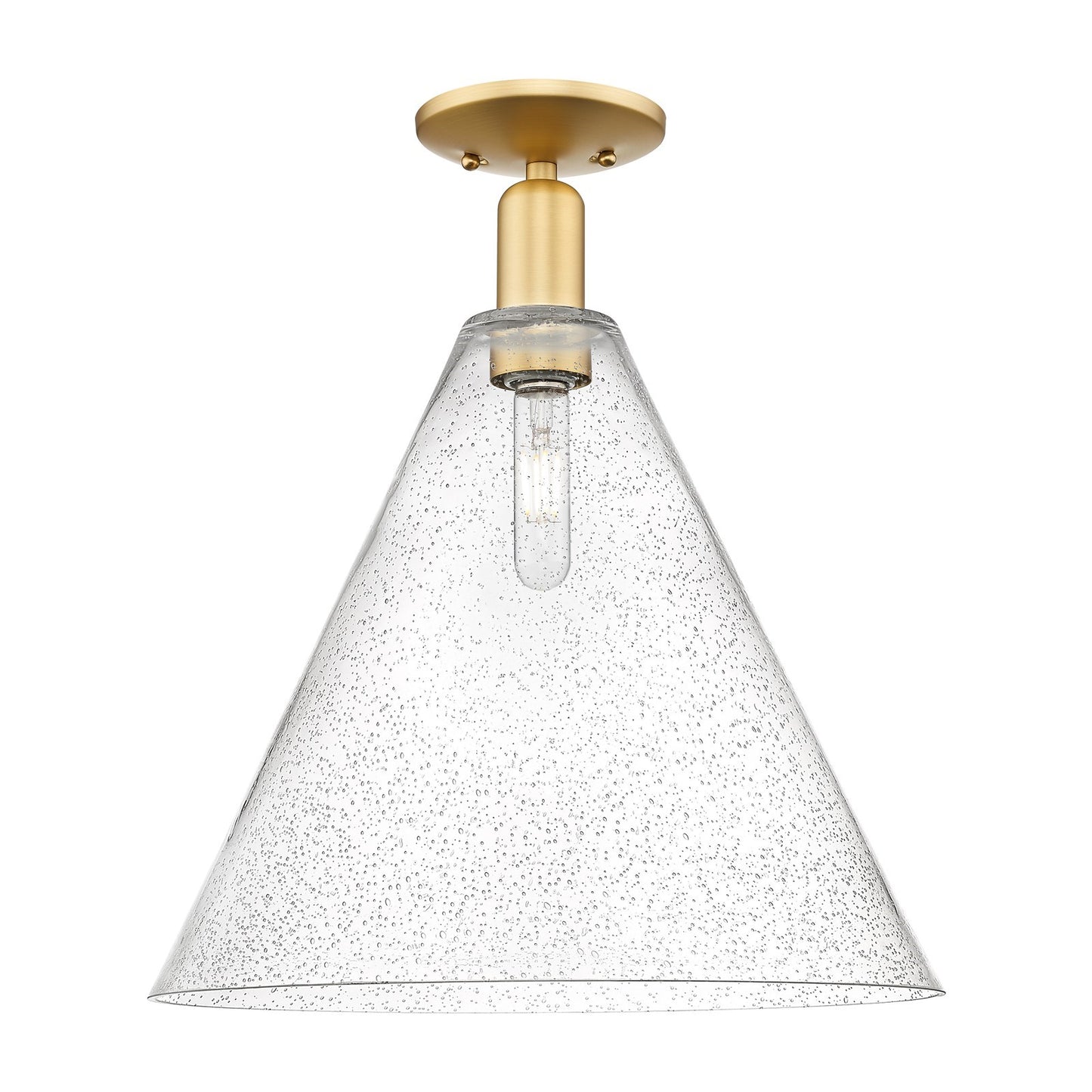 Innovations Berkshire Glass 16in 1-Light Semi-Flush | Industrial Satin Gold Steel and Seedy Glass | Entryway & Hallway | 16 x 16 | Model 716-1C-SG-GBC-164