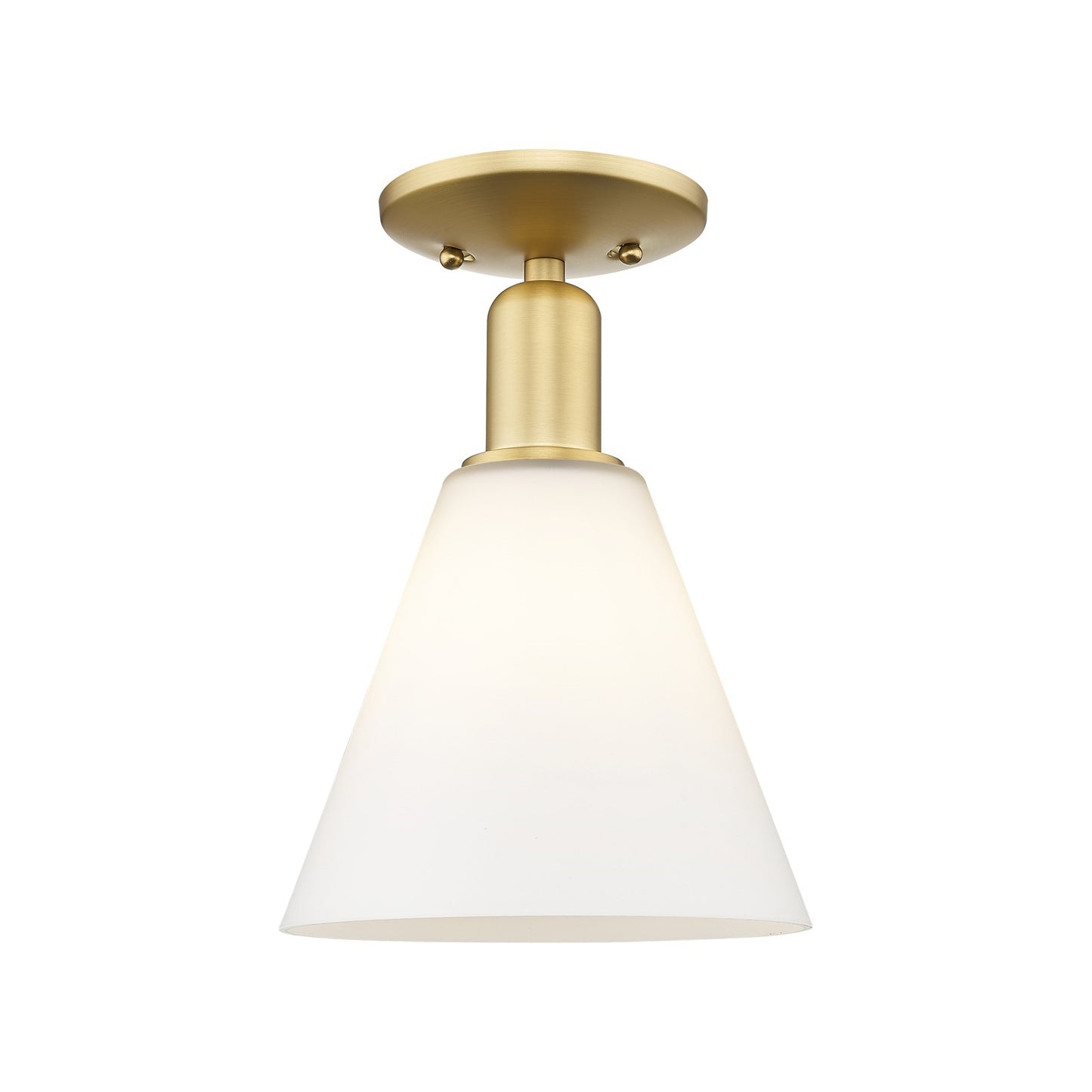 Innovations Berkshire Glass 8in 1-Light Semi-Flush Mount | Industrial Satin Gold Steel and Matte White Glass | Entryway & Hallway | Model 716-1C-SG-GBC-81