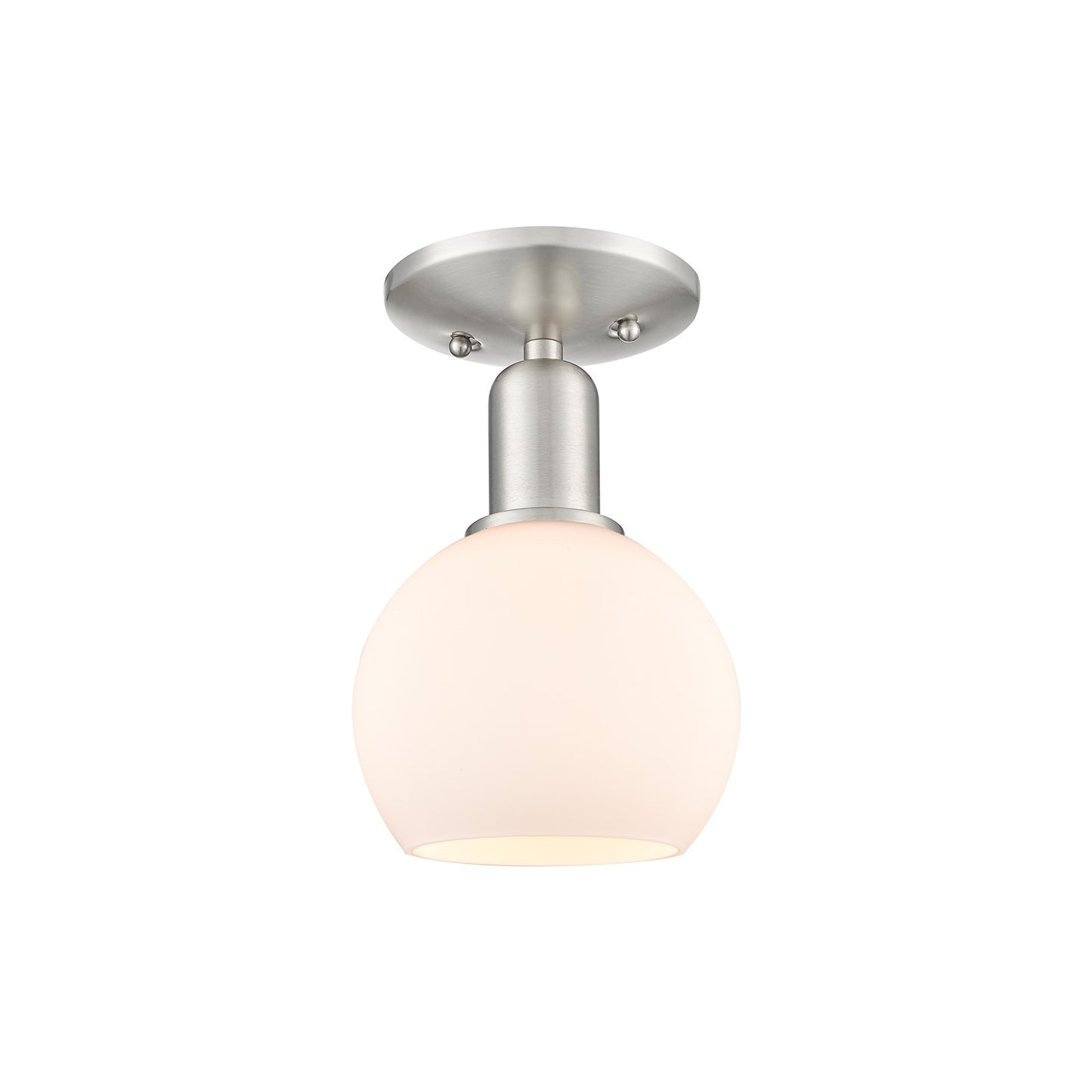 Innovations Athens 6in 1-Light Semi-Flush Mount | Industrial Brushed Satin Nickel and Matte White Glass | Entryway & Hallway | Model 716-1C-SN-G121-6