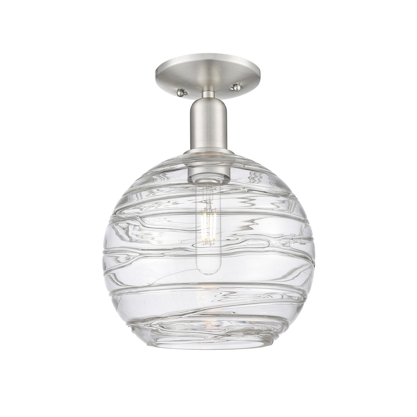 Innovations Athens Deco Swirl 10in 1-Light Semi-Flush Mount | Industrial Brushed Satin Nickel and Clear Glass | Entryway & | Model 716-1C-SN-G1213-10CL