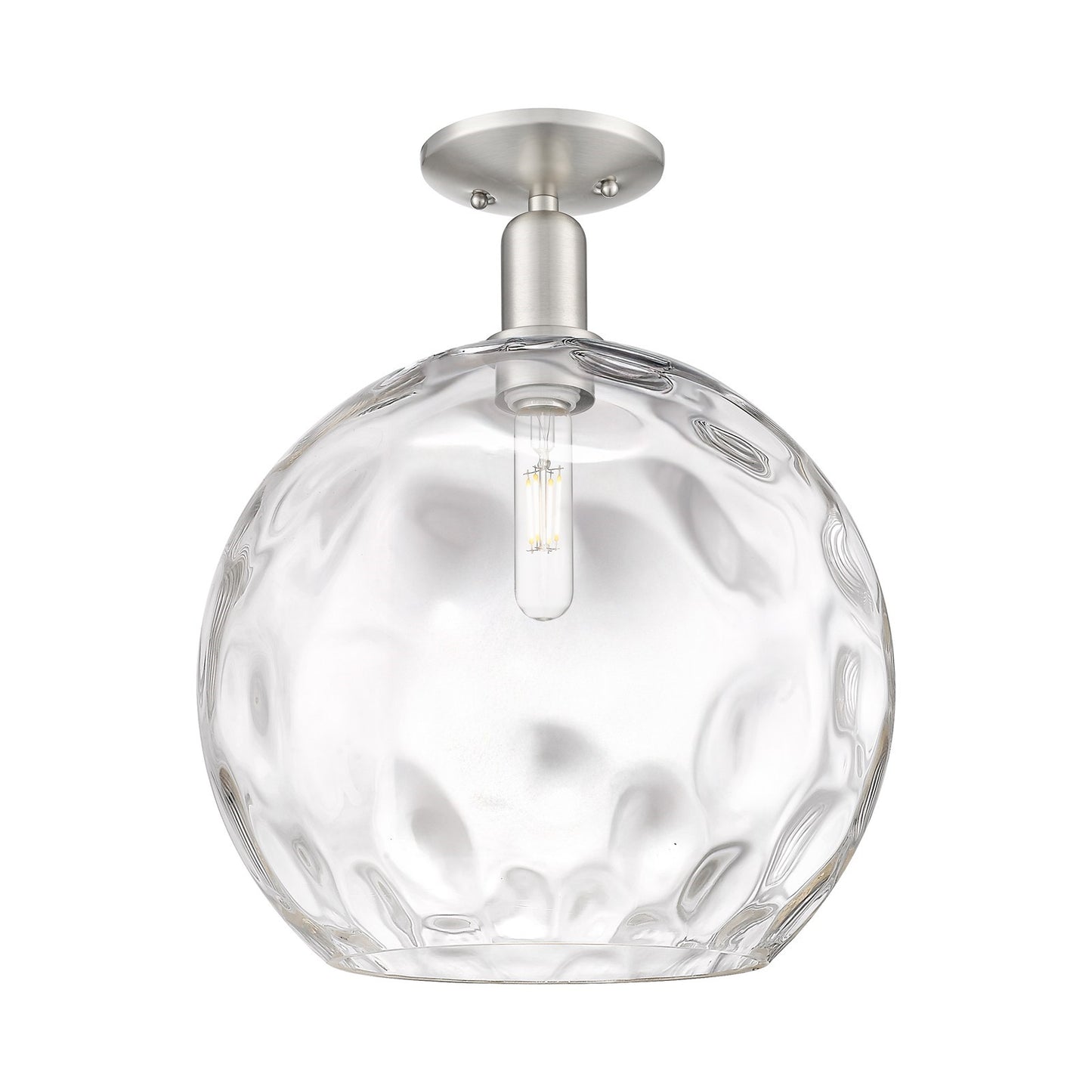 Innovations Athens Water Glass 13in 1-Light Semi-Flush Mount | Industrial Brushed Satin Nickel and Clear Glass | Entryway & | Model 716-1C-SN-G1215-14