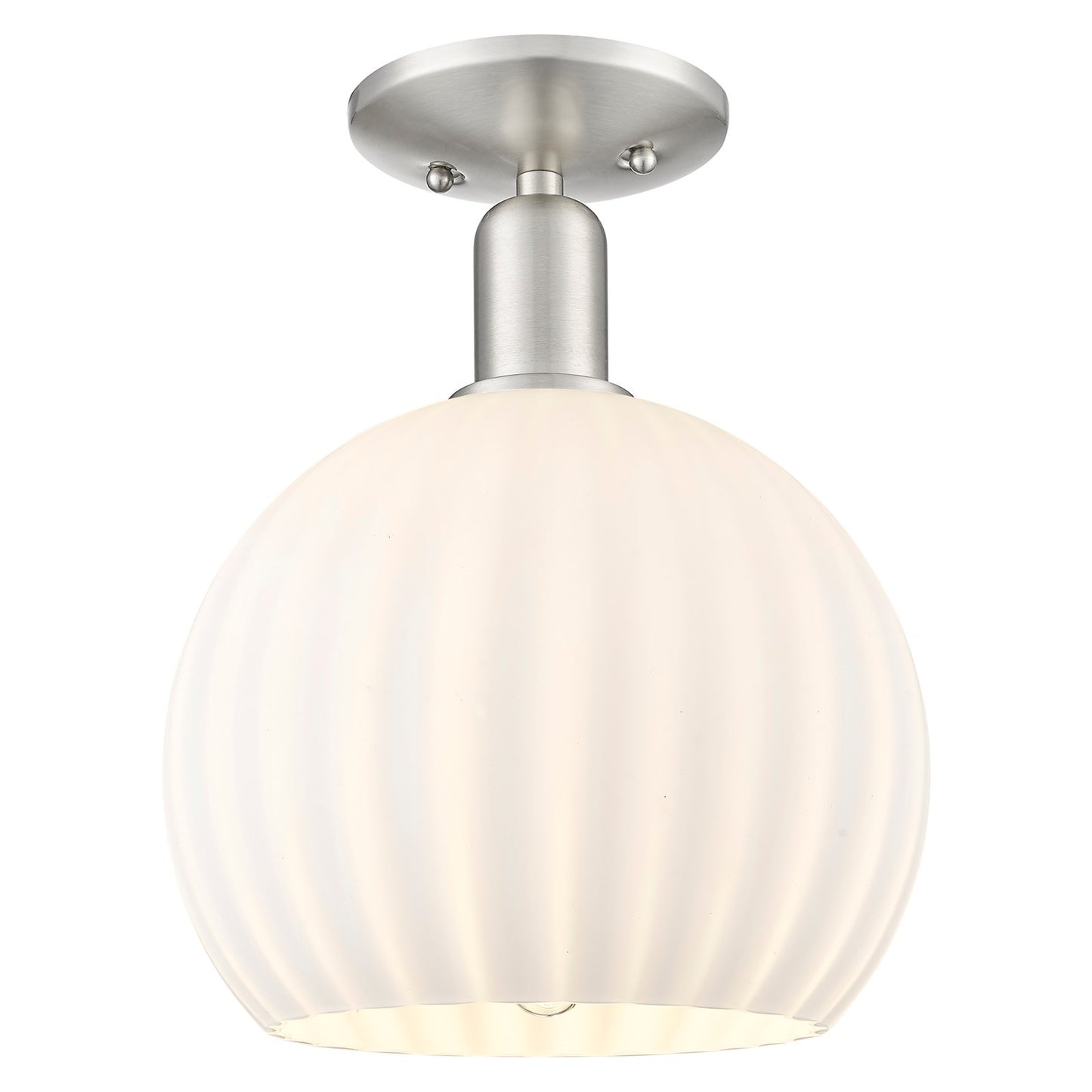 Innovations Lighting Arcadia 10in 1-Light Semi-Flush Mount | Industrial Brushed Satin Nickel and White Venetian Glass | Model 716-1C-SN-G1217-10WV