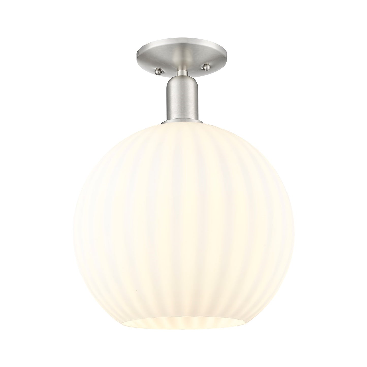 Innovations Lighting Arcadia 12in 1-Light Semi-Flush Mount | Industrial Brushed Satin Nickel and White Venetian Glass | Model 716-1C-SN-G1217-12WV