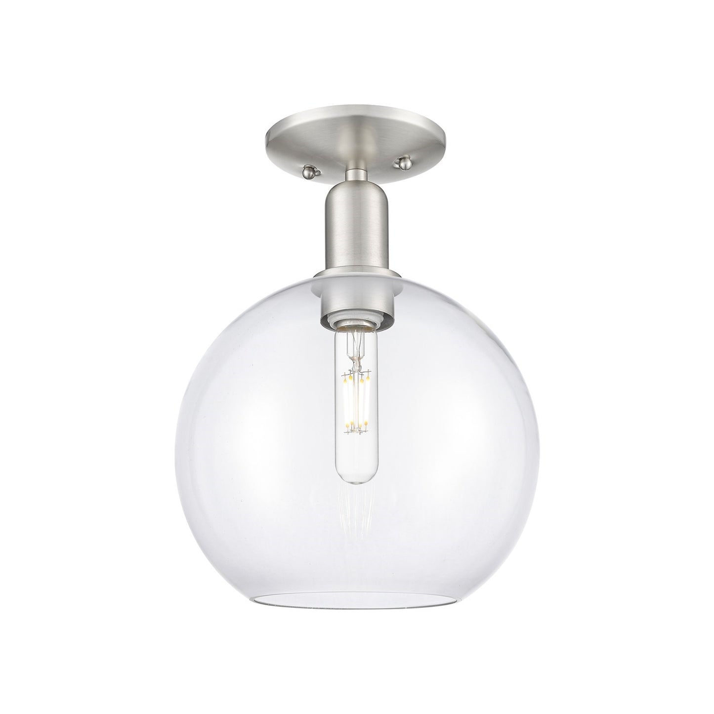 Innovations Athens 10in 1-Light Semi-Flush Mount | Industrial Brushed Satin Nickel and Clear Glass | Entryway & Hallway | 10 x | Model 716-1C-SN-G122-10