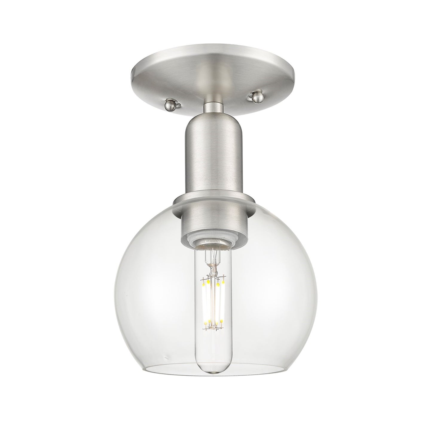 Innovations Athens 6in 1-Light Semi-Flush Mount | Industrial Brushed Satin Nickel and Clear Glass | Entryway & Hallway | 5.88 x | Model 716-1C-SN-G122-6