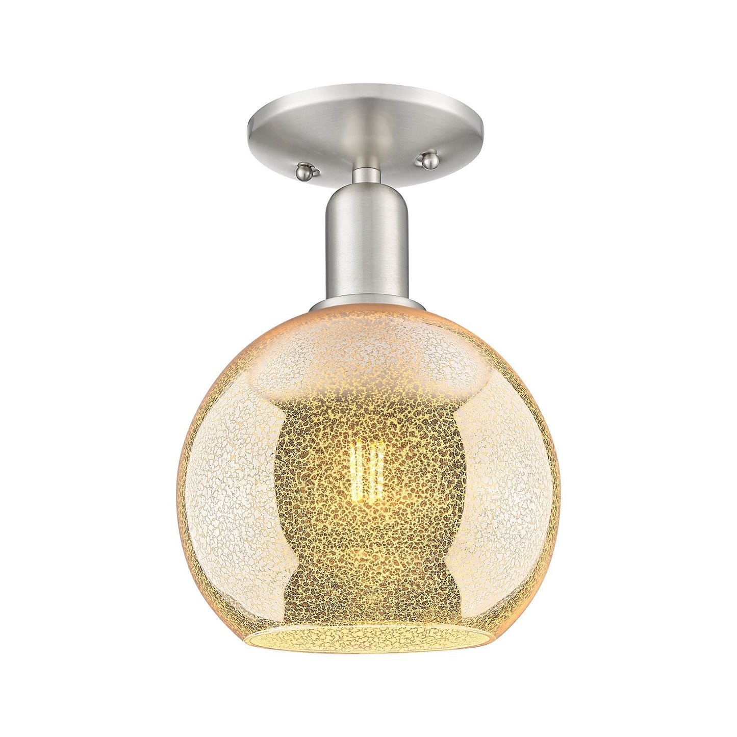 Innovations Athens 8in 1-Light Semi-Flush Mount | Industrial Brushed Satin Nickel and Mercury Glass | Entryway & Hallway | 8 x 8 | Model 716-1C-SN-G128-8
