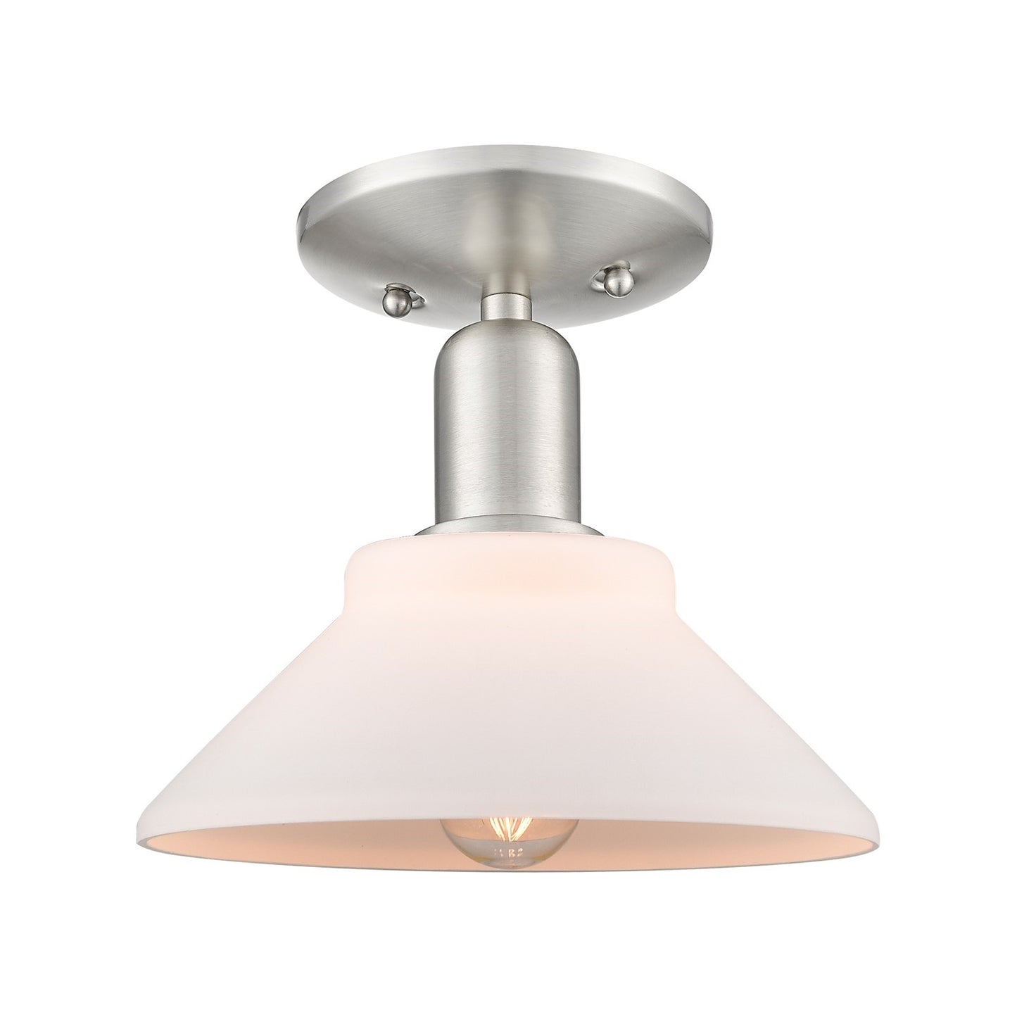 Innovations Orwell 8in 1-Light Semi-Flush Mount | Industrial Brushed Satin Nickel and Matte White Glass | Kitchen & Hallway | 8.38 | Model 716-1C-SN-G131