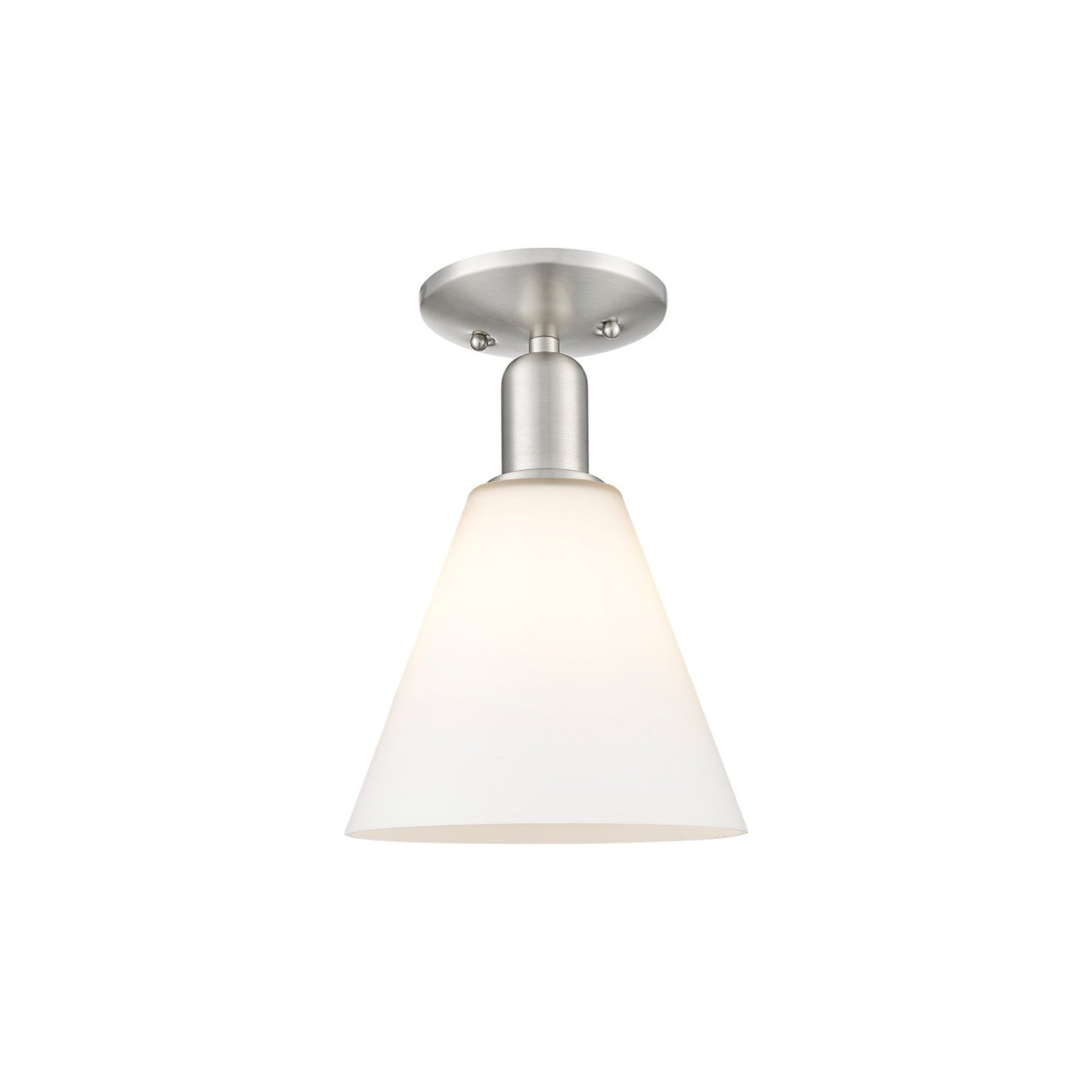 Innovations Berkshire Glass 8in 1-Light Semi-Flush Mount | Industrial Brushed Satin Nickel and Matte White Glass | Hallway & | Model 716-1C-SN-GBC-81