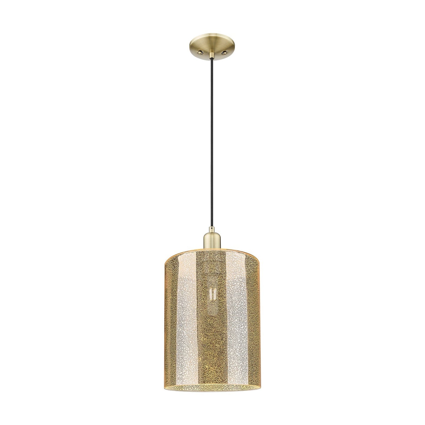 Innovations Cobbleskill 9in 1-Light Mini Pendant | Industrial Antique Brass Steel and Mercury Glass | Kitchen Island & Dining | Model 716-1P-AB-G116-L