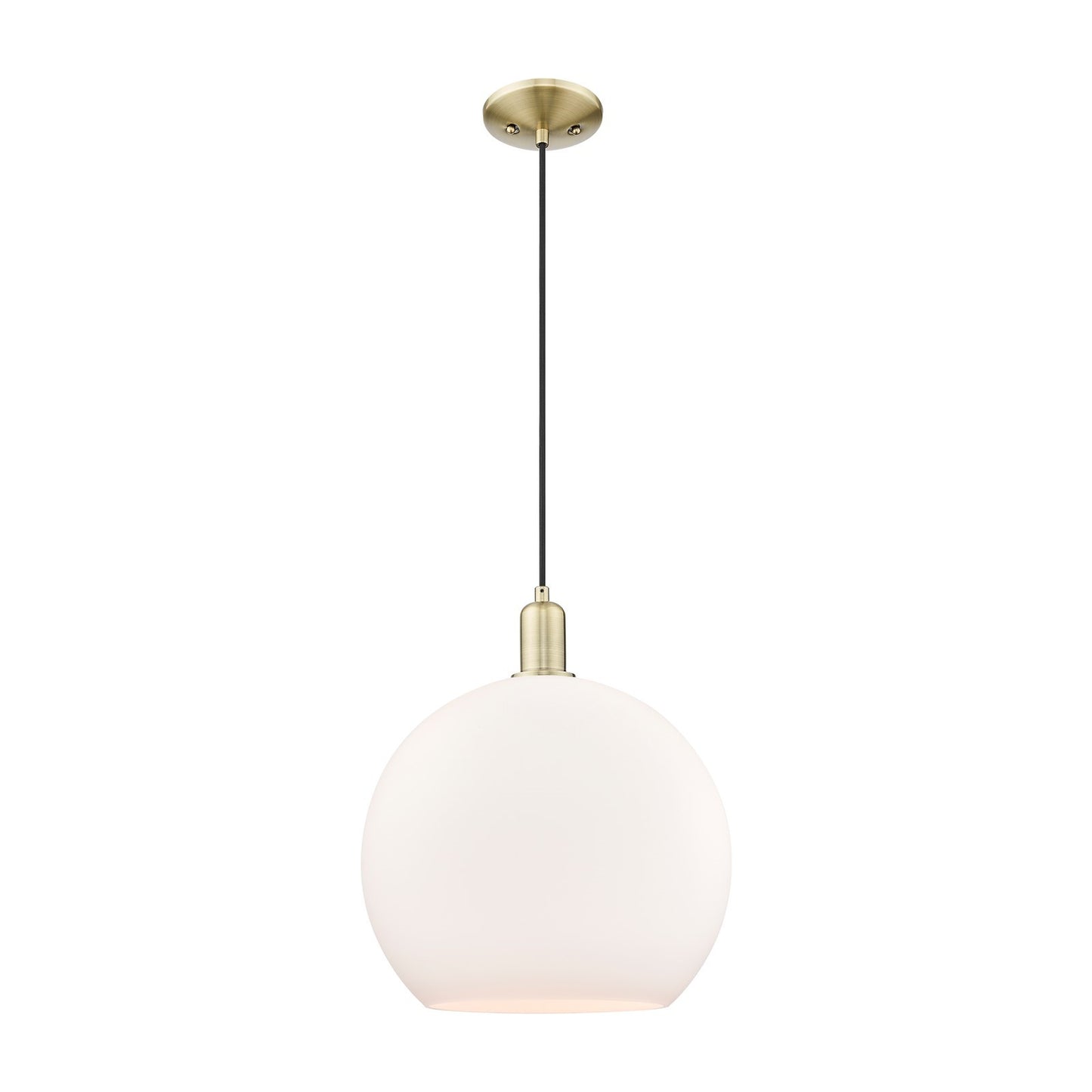 Innovations Athens 14in 1-Light Mini Pendant | Industrial Antique Brass and Matte White Glass | Kitchen Island & Dining Room | Model 716-1P-AB-G121-14