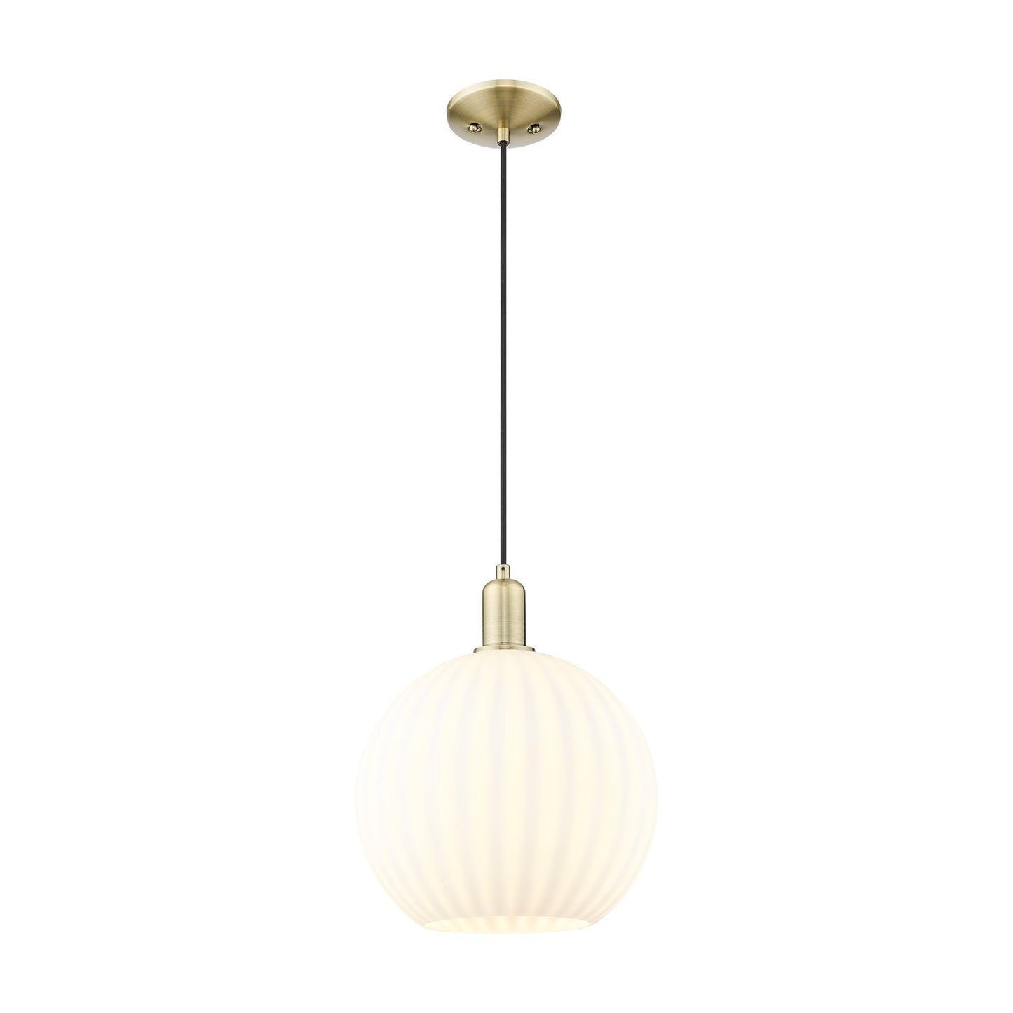 Innovations Lighting White Venetian 12in 1-Light Mini Pendant | Industrial Antique Brass and White Venetian Glass | Kitchen | Model 716-1P-AB-G1217-12WV
