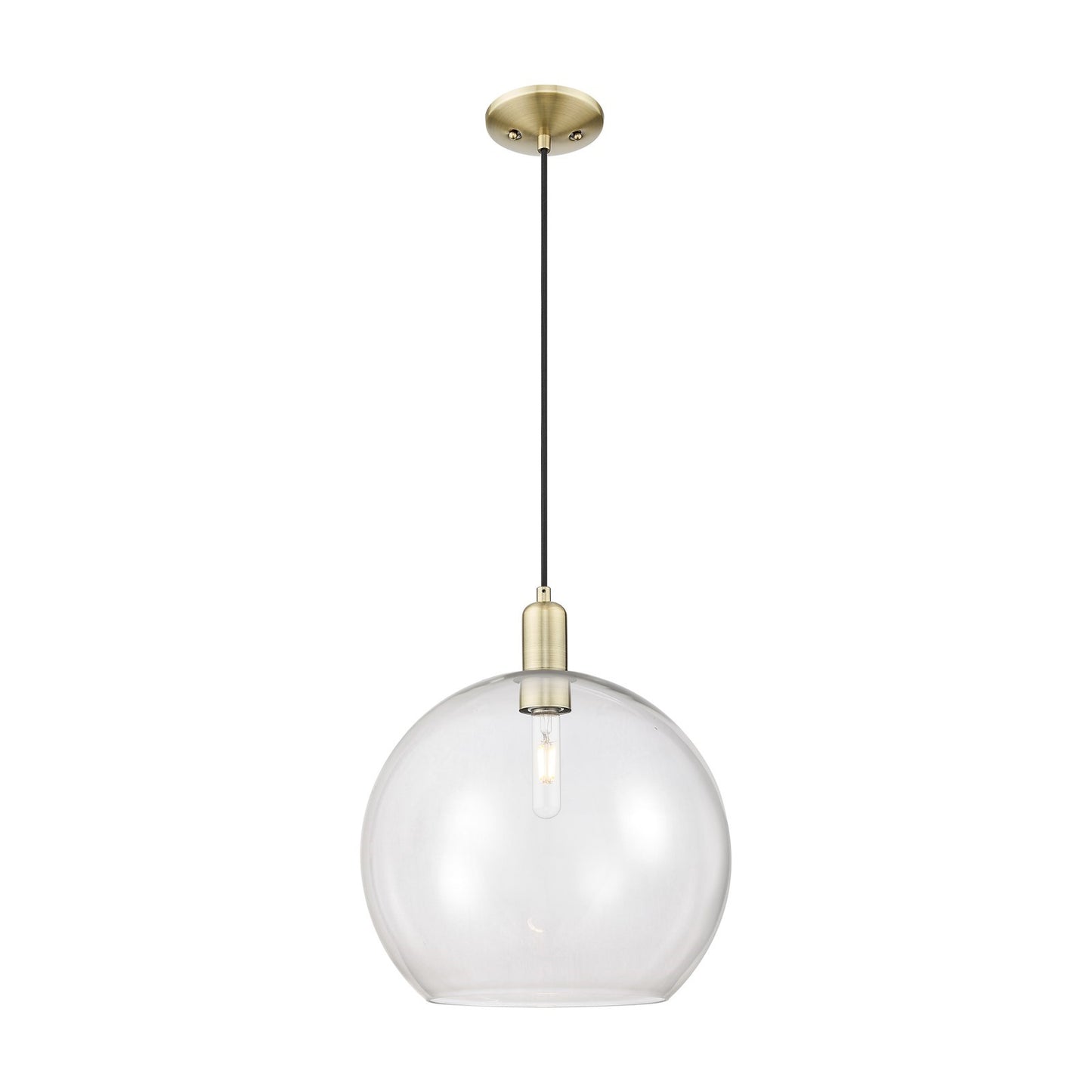 Innovations Athens 14in 1-Light Mini Pendant | Industrial Antique Brass Steel and Clear Glass | Kitchen Island & Dining Room | Model 716-1P-AB-G122-14