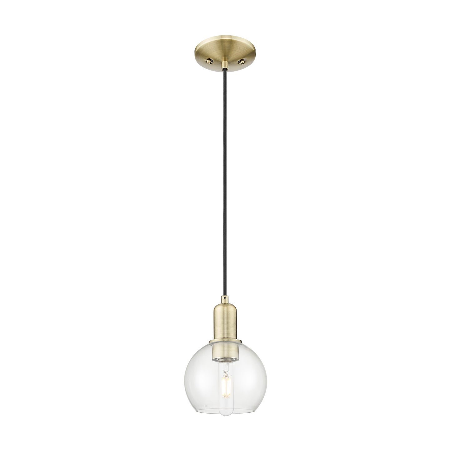 Innovations Athens 6in 1-Light Mini Pendant | Industrial Antique Brass and Clear Glass | Kitchen Island & Dining Room | 5.88 x | Model 716-1P-AB-G122-6