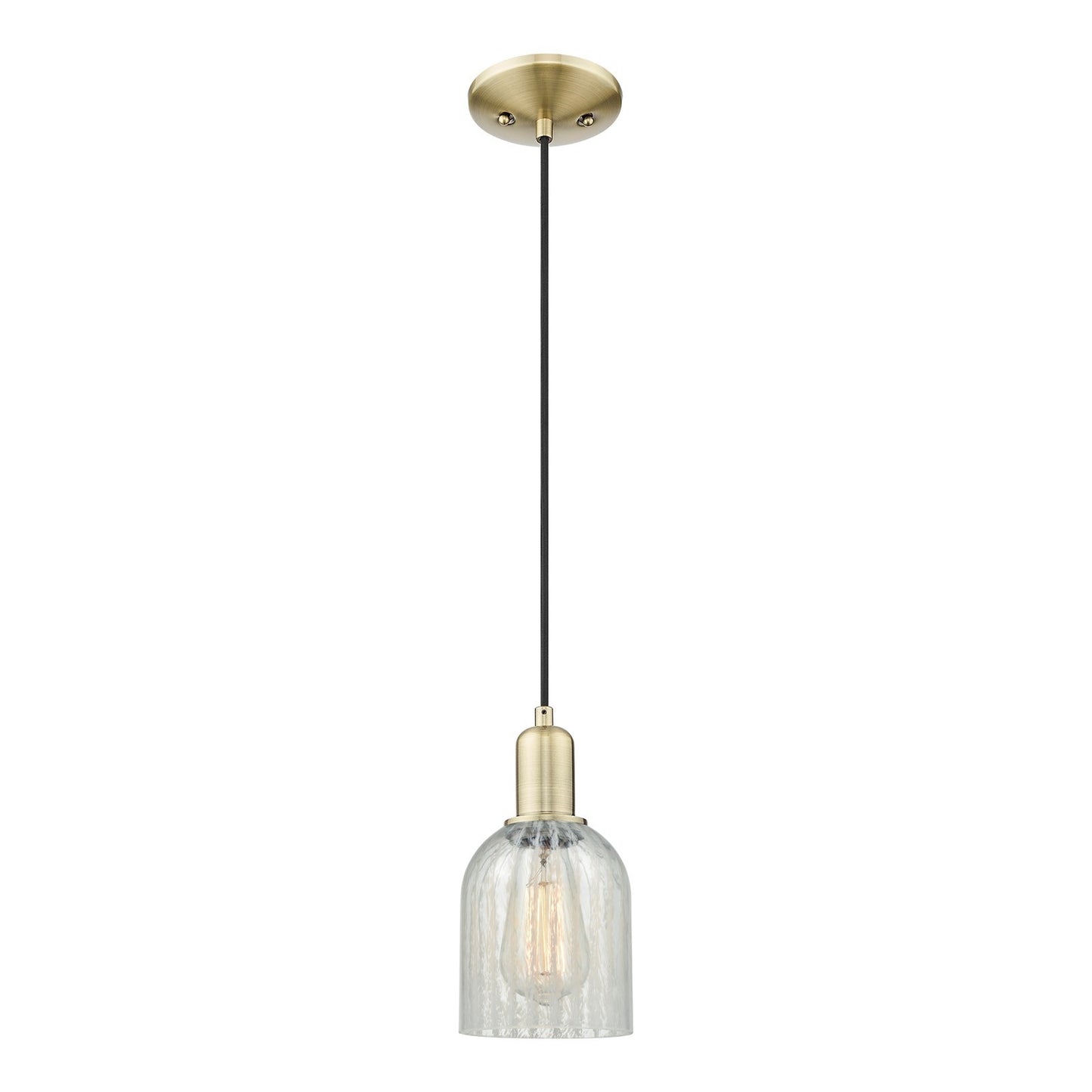 Innovations Caledonia 5in 1-Light Mini Pendant | Industrial Antique Brass Steel and Mouchette Glass | Kitchen Island & Dining Room | Model 716-1P-AB-G2511
