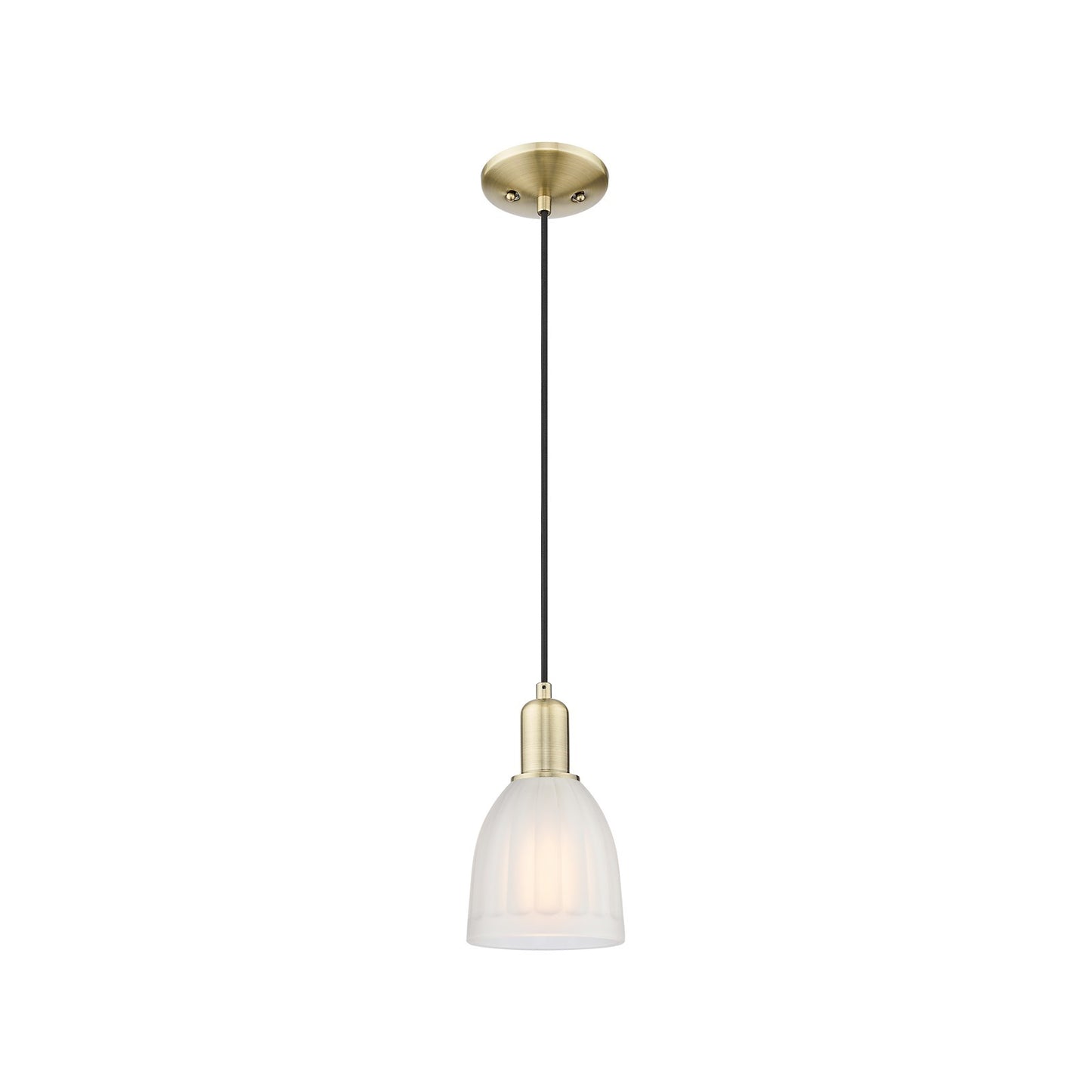 Innovations Brookfield 6in 1-Light Mini Pendant | Industrial Antique Brass Steel and White Frosted Ribbed Glass | Kitchen Island & | Model 716-1P-AB-G441