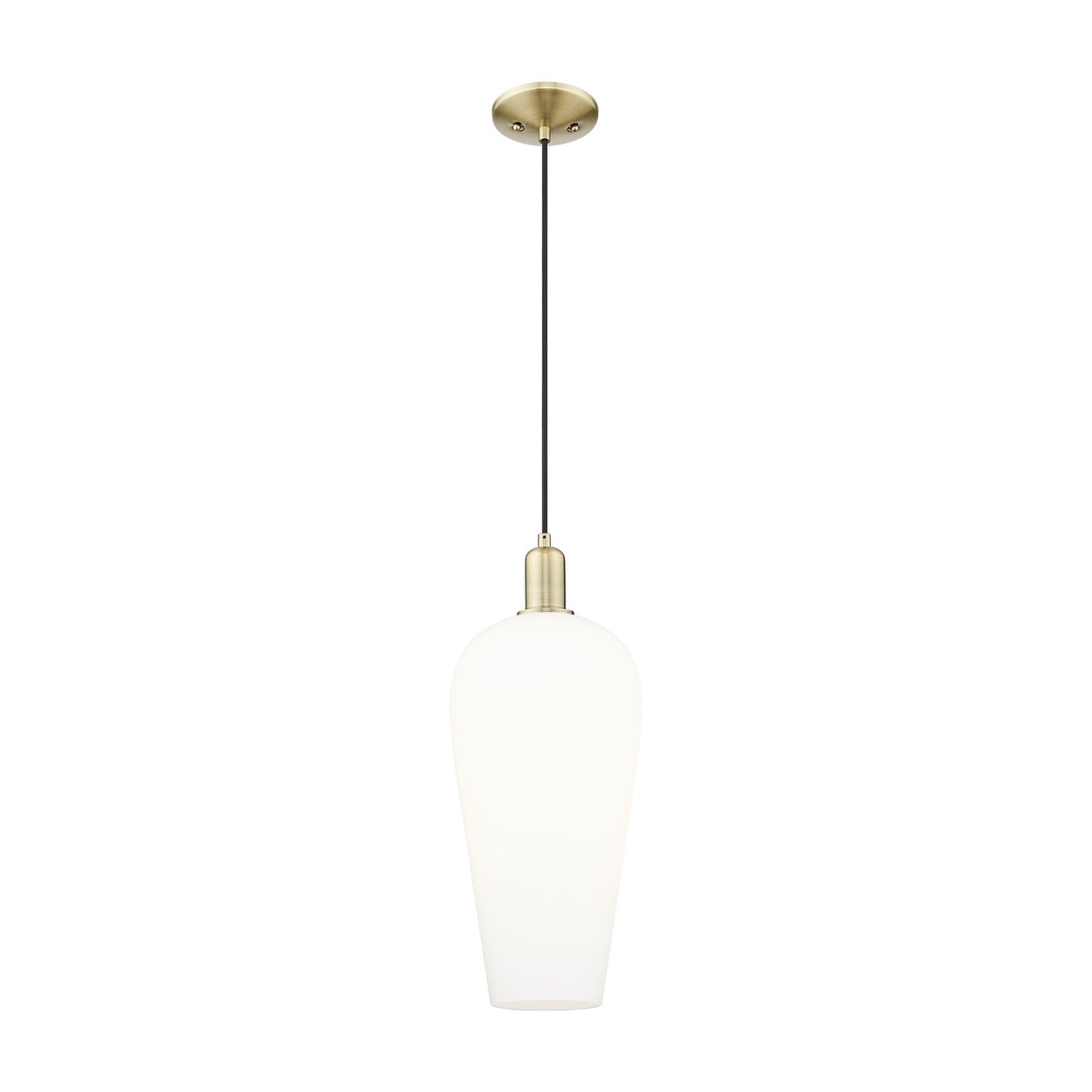 Innovations Chelsea 8in 1-Light Mini Pendant | Industrial Antique Brass and White Glass | Kitchen Island & Dining Room | 8 x 8 | Model 716-1P-AB-G456-8WH