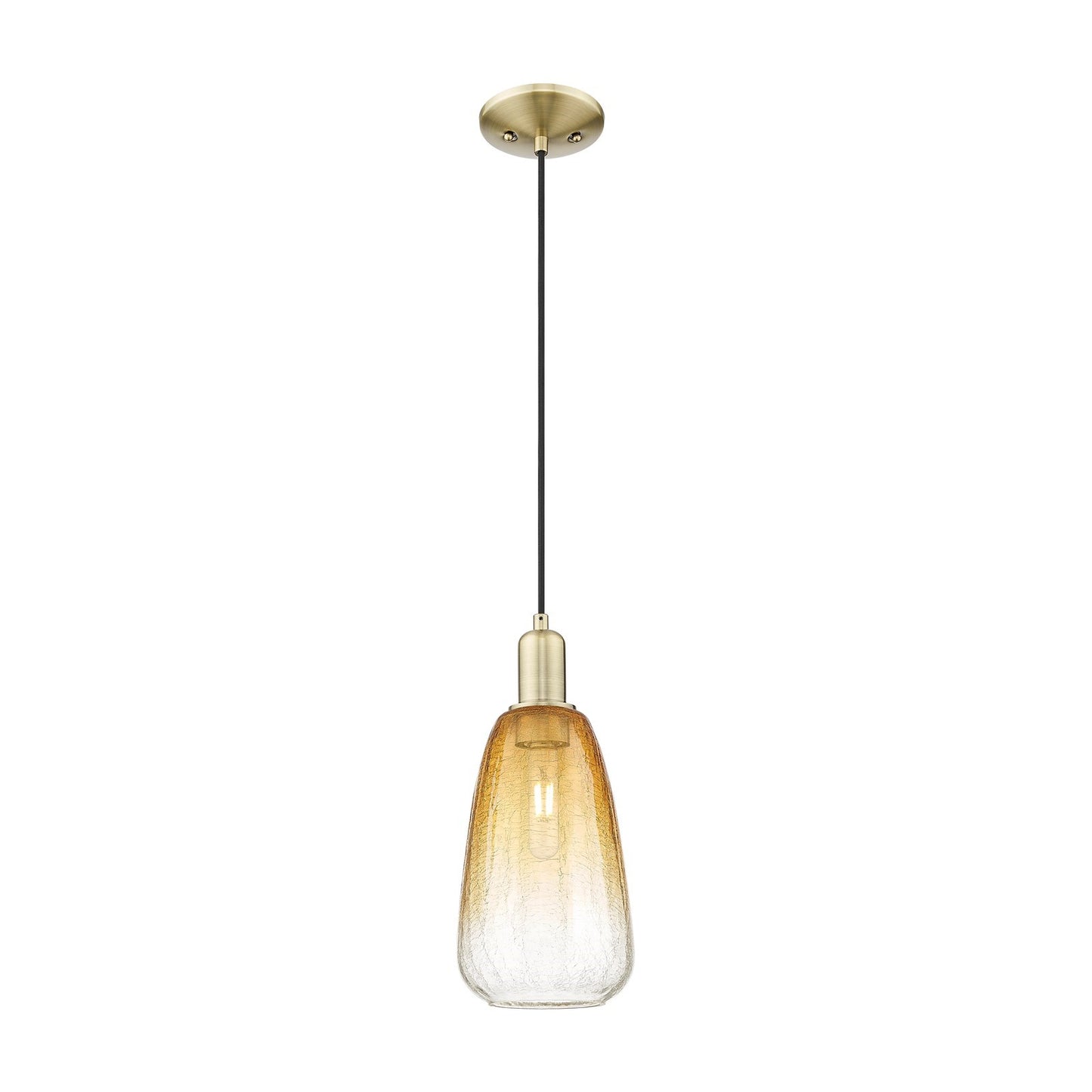 Innovations Brookhaven Almond 6in 1-Light Mini Pendant | Industrial Antique Brass and Amber Glass | Kitchen Island & Dining | Model 716-1P-AB-G480-6AM