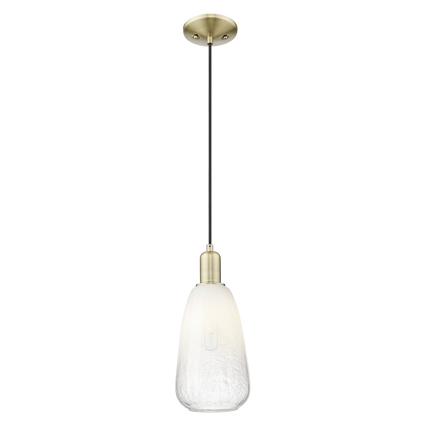 Innovations Brookhaven Almond 6in 1-Light Mini Pendant | Industrial Antique Brass and Opal Glass | Kitchen Island & Dining Room | Model 716-1P-AB-G480-6OP